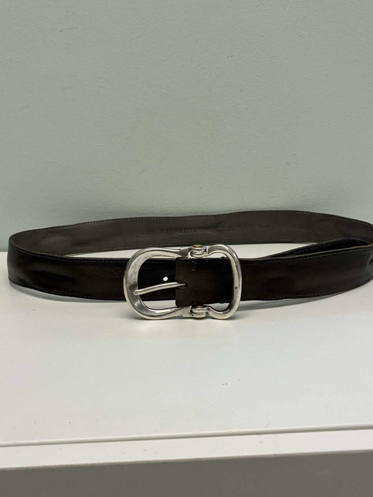 John Varvatos Fibel Antique Nickel Finish Belt guitar hinge 32 Size 32 - 3 Thumbnail