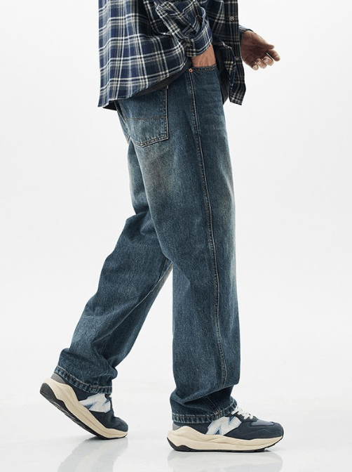 Japanese Brand × Jean Japanese retro distressed loose straight-leg slim jeans Size US 32 / EU 48 - 2 Thumbnail