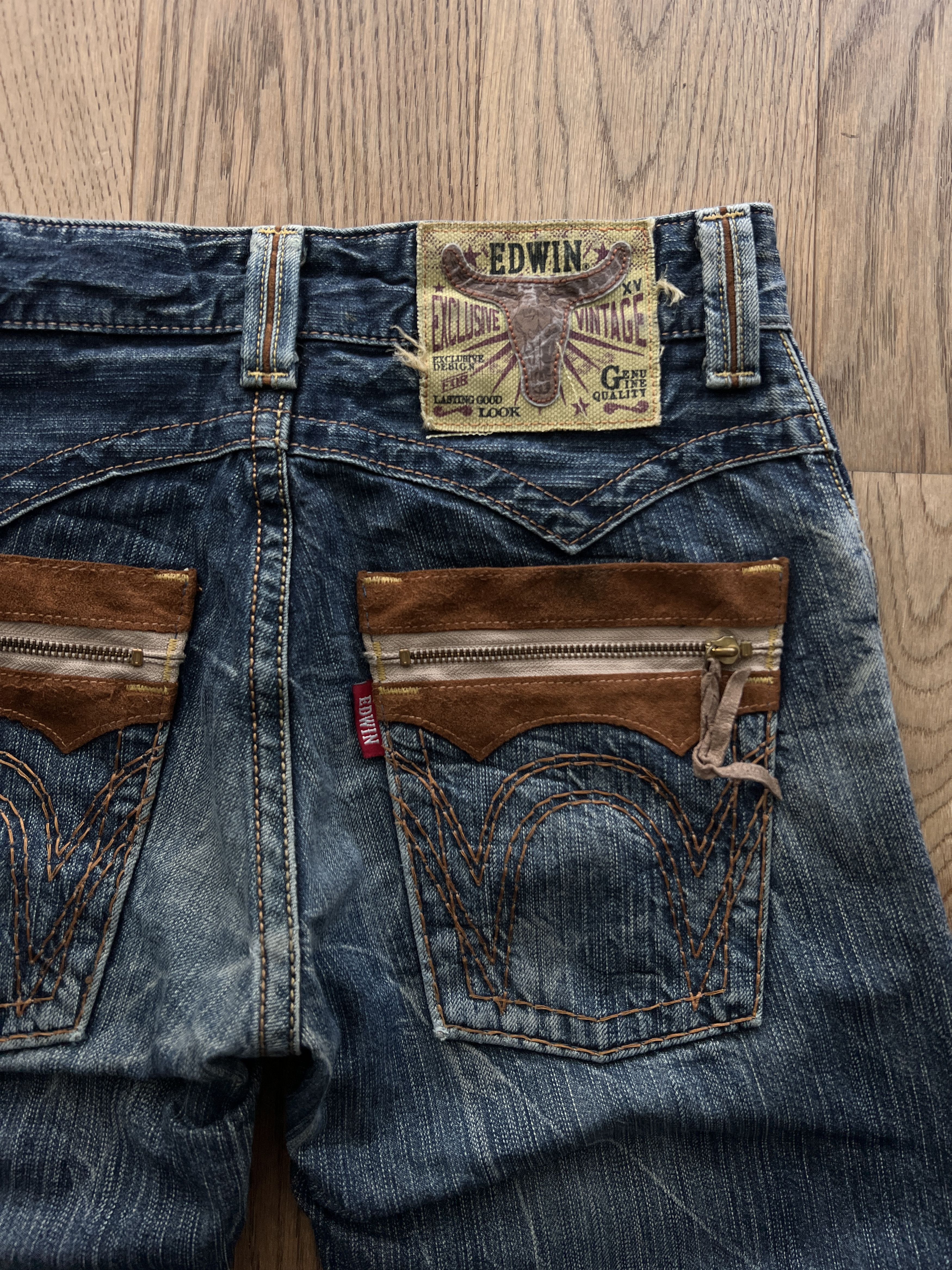 Edwin EDWIN WESTERN COWBOY DENIM JEANS DISTRESSED VINTAGE RARE Y2K Size US 29 - 5 Thumbnail