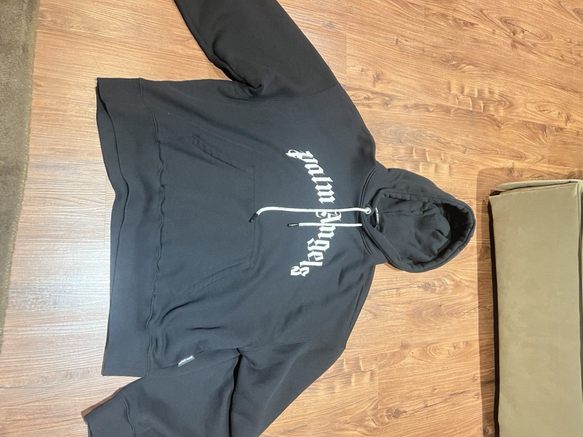 image of Palm Angels Curved Logo Hoody in Black, Men's (Size XL)