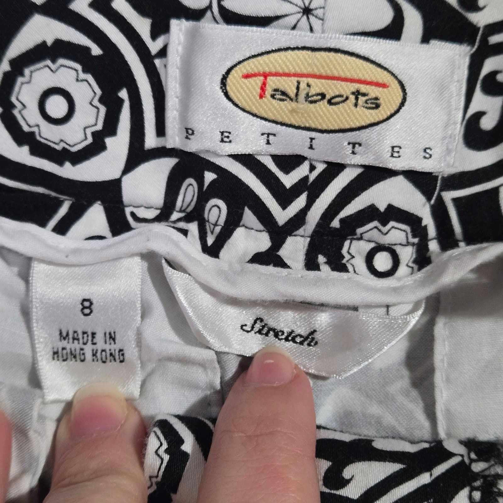 Other Y2K Black White Medallion Capri Pants Size 8 Petites Size 29" - 6 Thumbnail