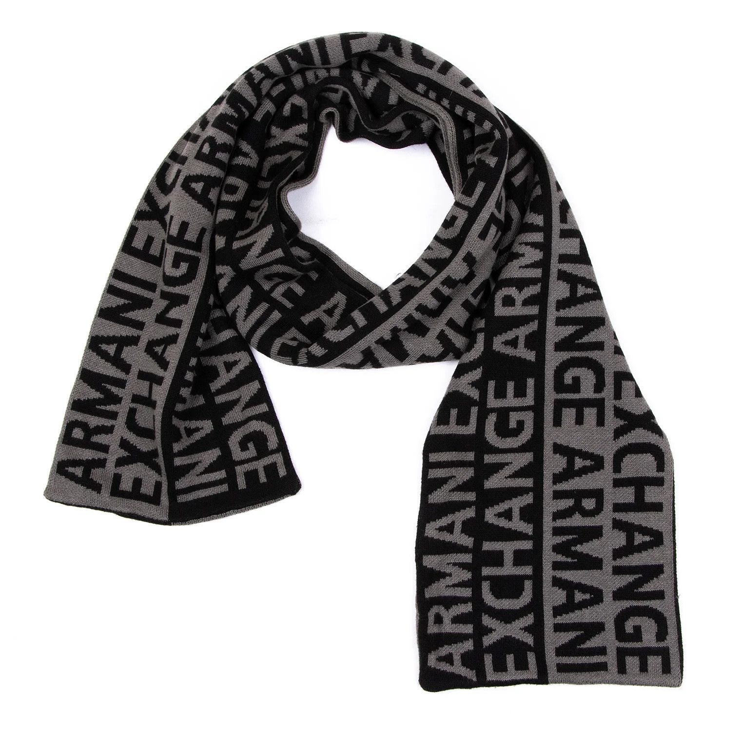 Armani Jacquard Knit Scarf in Black and Gray Size ONE SIZE - 1 Thumbnail