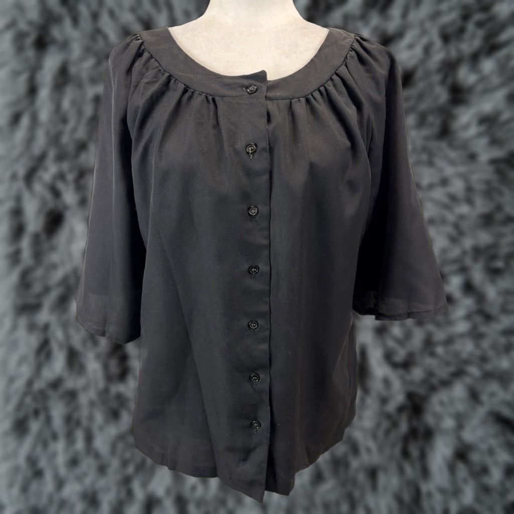 Arrow Vtg Vintage True Lady Arrow Blouse Shirt Sz 14 Women’s Black Button Front Front Shirt Blouse Arrow Lady Vintage True 14 Black Women’s Sz 14 Size XL / US 12-14 / IT 48-50 - 1 Thumbnail