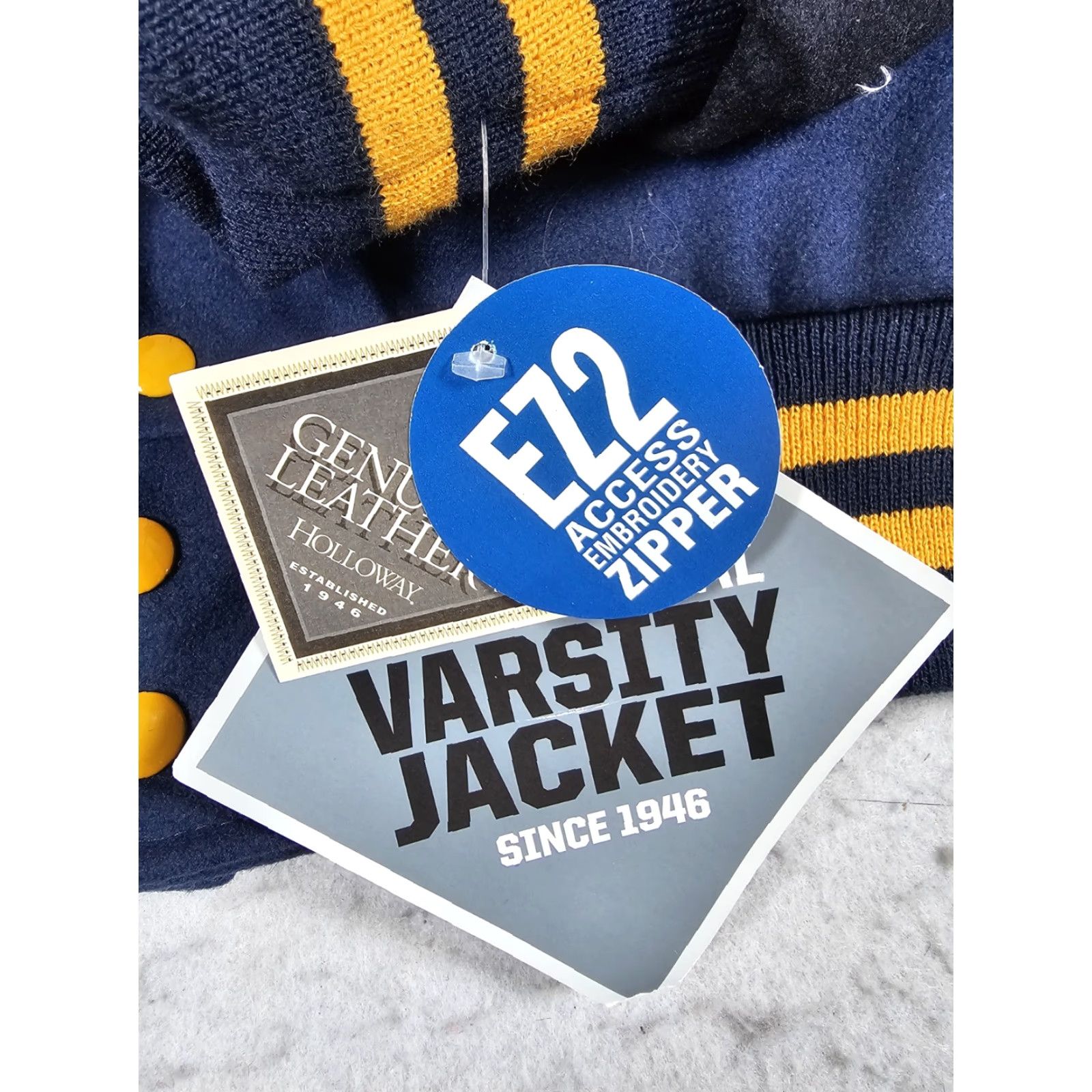 Holloway VINTAGE Holloway The Original Varsity Jacket Blue & Yellow Wool & Leather Jacket Mens Sz S Size US S / EU 44-46 / 1 - 7 Thumbnail