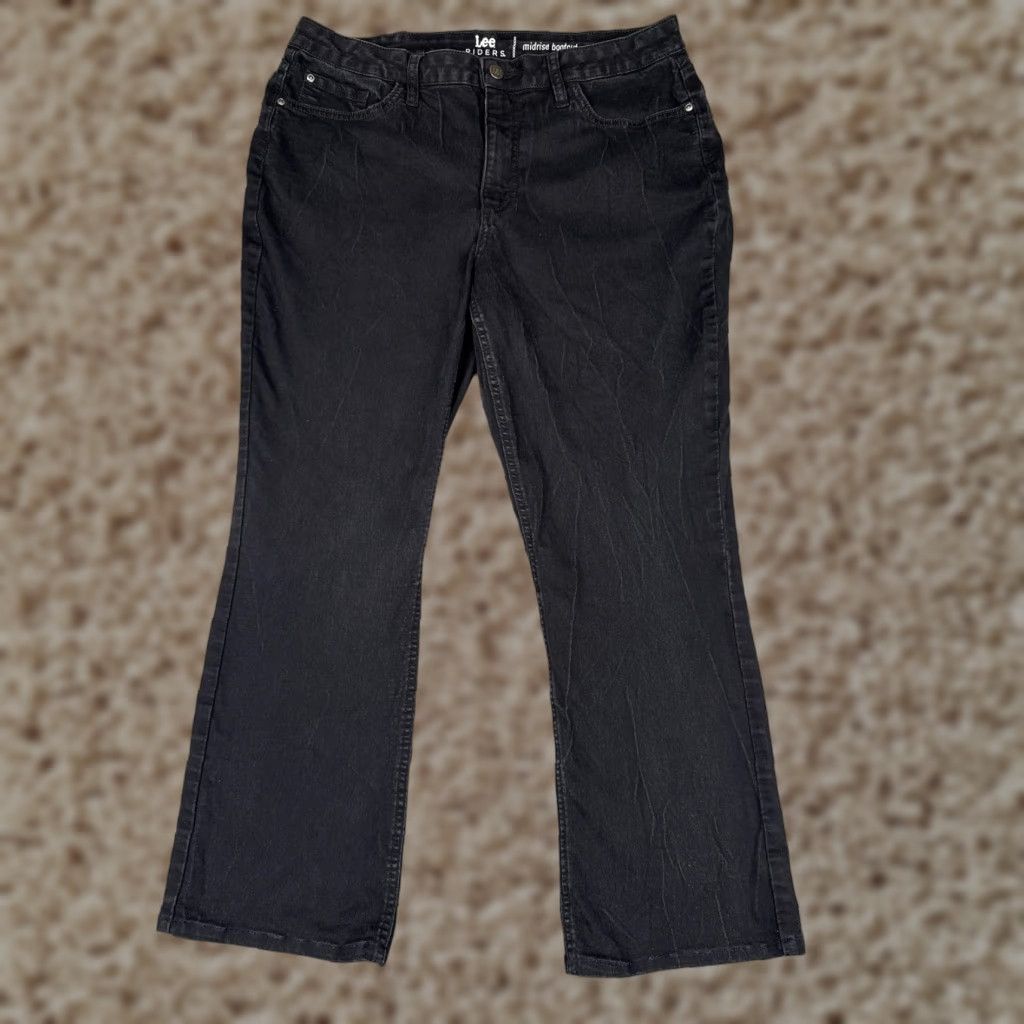 Lee Lee Riders Jeans Womens 14 Black Midrise Bootcut Stretch Denim Pants Casual Size 36" / US 14 / IT 50 - 1 Thumbnail