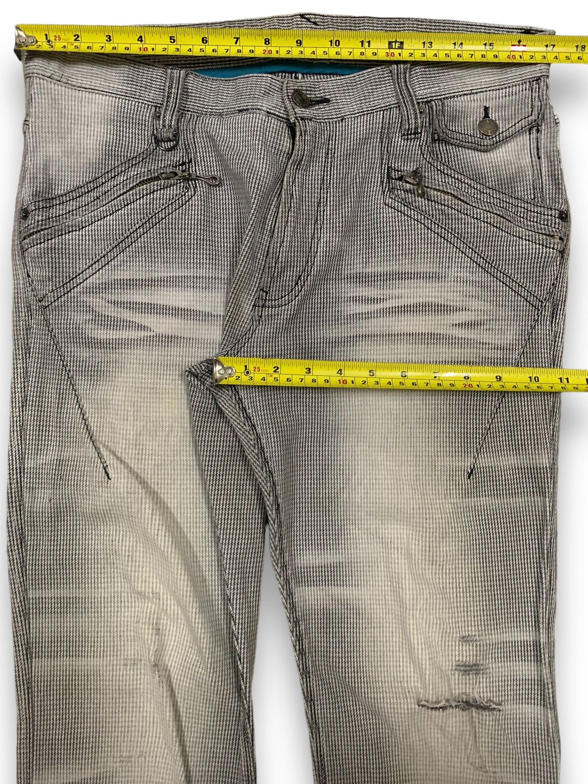 If Six Was Nine Japanese Brand Houndstooth Clawmark Faded Bootcut Punk Jeans Size US 34 / EU 50 - 15 Thumbnail