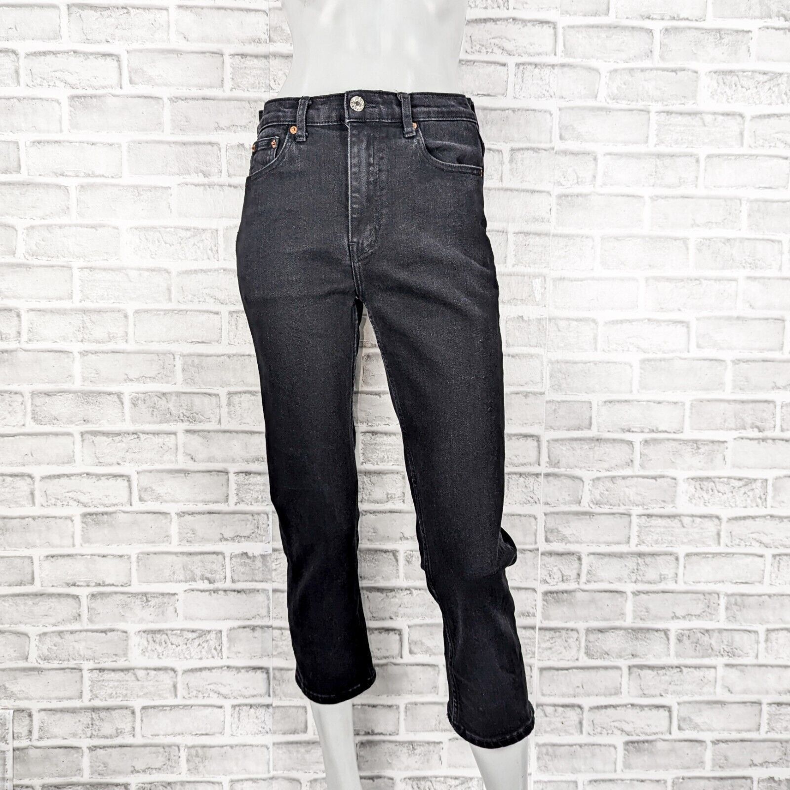 RE/DONE RE/DONE High Waist Stretch Crop Denim Jeans in Black Med Size 29" - 1 Thumbnail