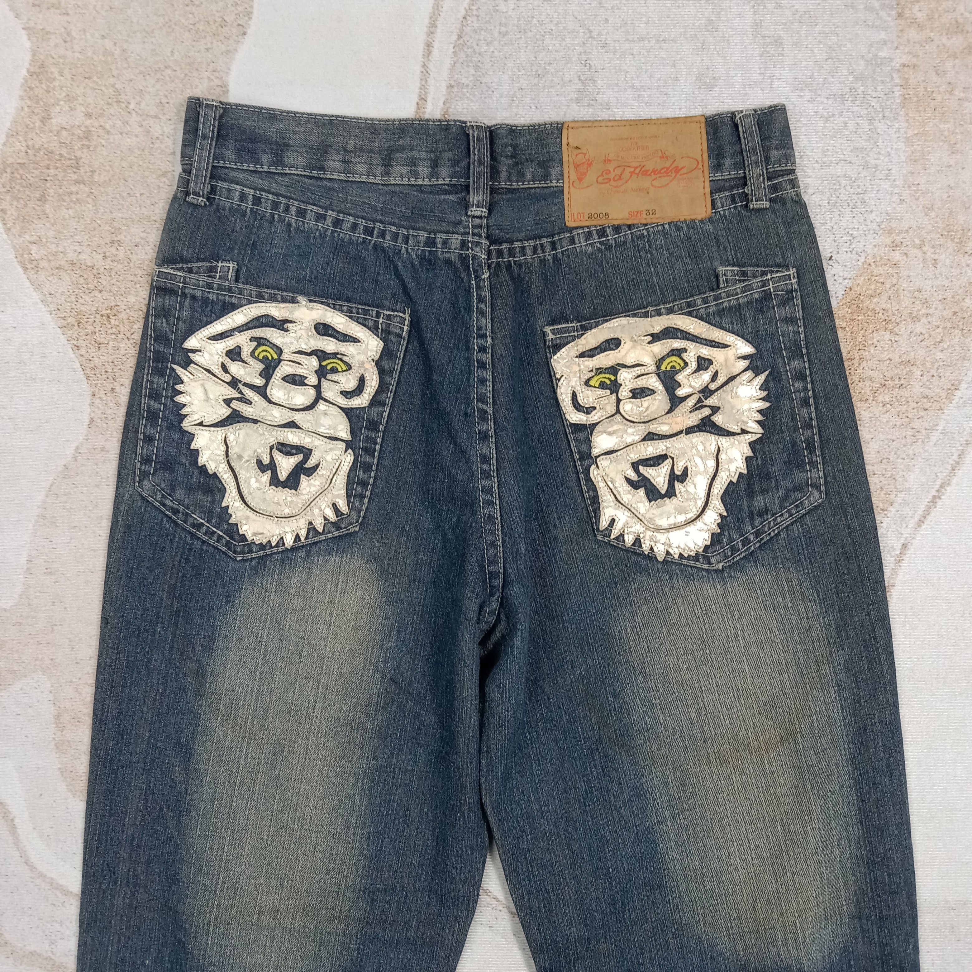 Ed Hardy Ed Hardy by Christian Audigier Baggy Denim Jeans C272N1 Size US 31 - 2 Thumbnail