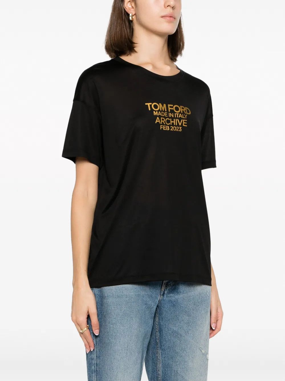 Tom Ford o1y0226 Logo T-Shirt in Black Size XS / US 0-2 / IT 36-38 - 3 Thumbnail