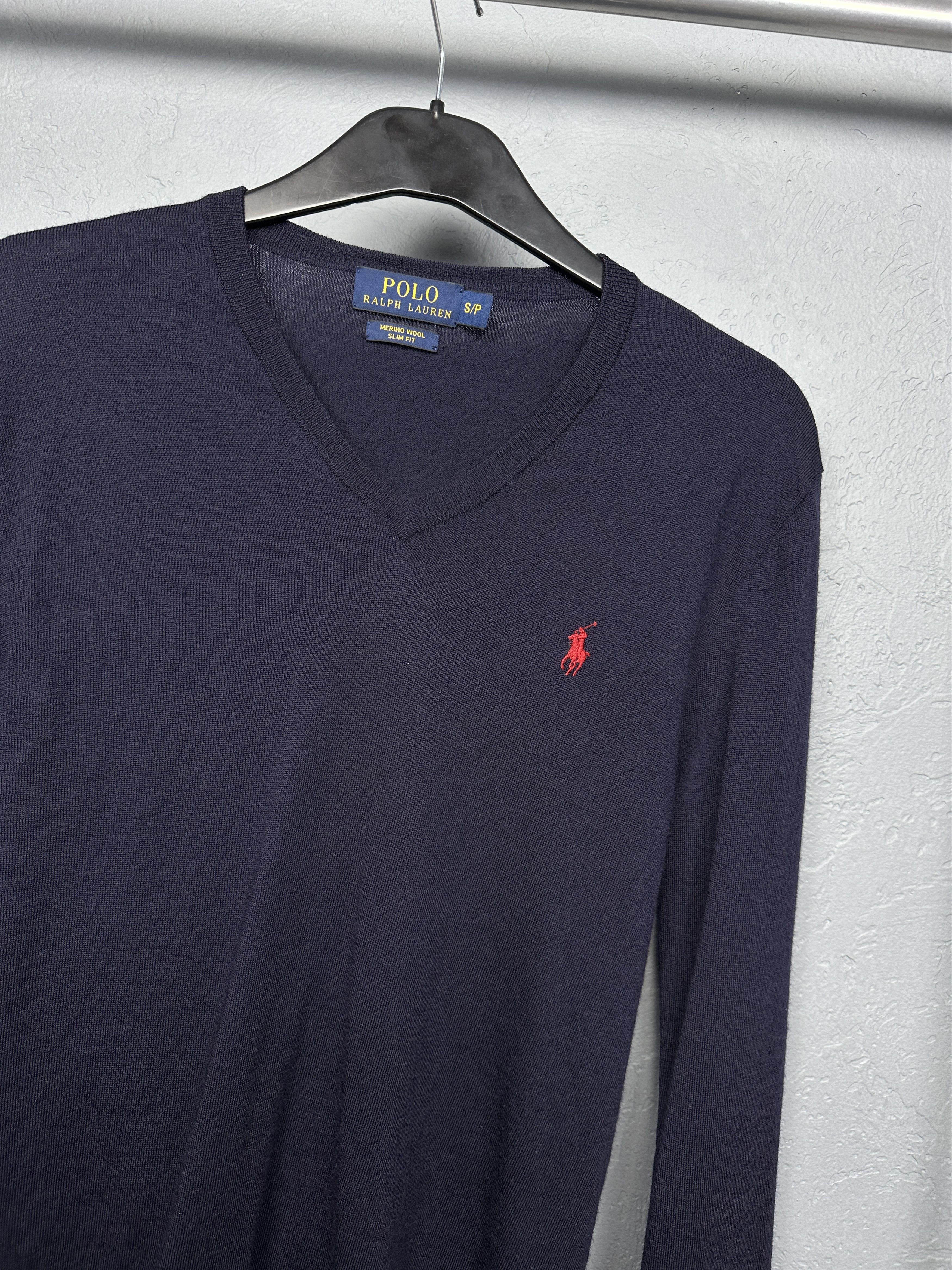 Polo Ralph Lauren Polo Ralph Lauren V-Neck Mens Merino Wool Sweater Size US S / EU 44-46 / 1 - 2 Thumbnail