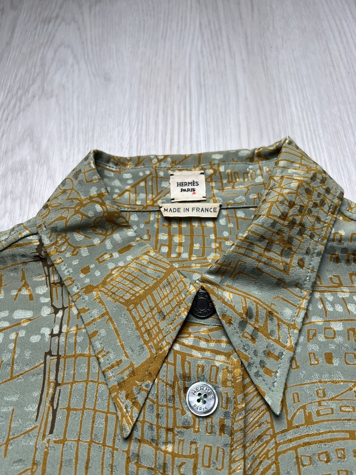 Hermes Vintage Hermes Martin Margiela Era Printed Silk Shirt Size US M / EU 48-50 / 2 - 6 Thumbnail
