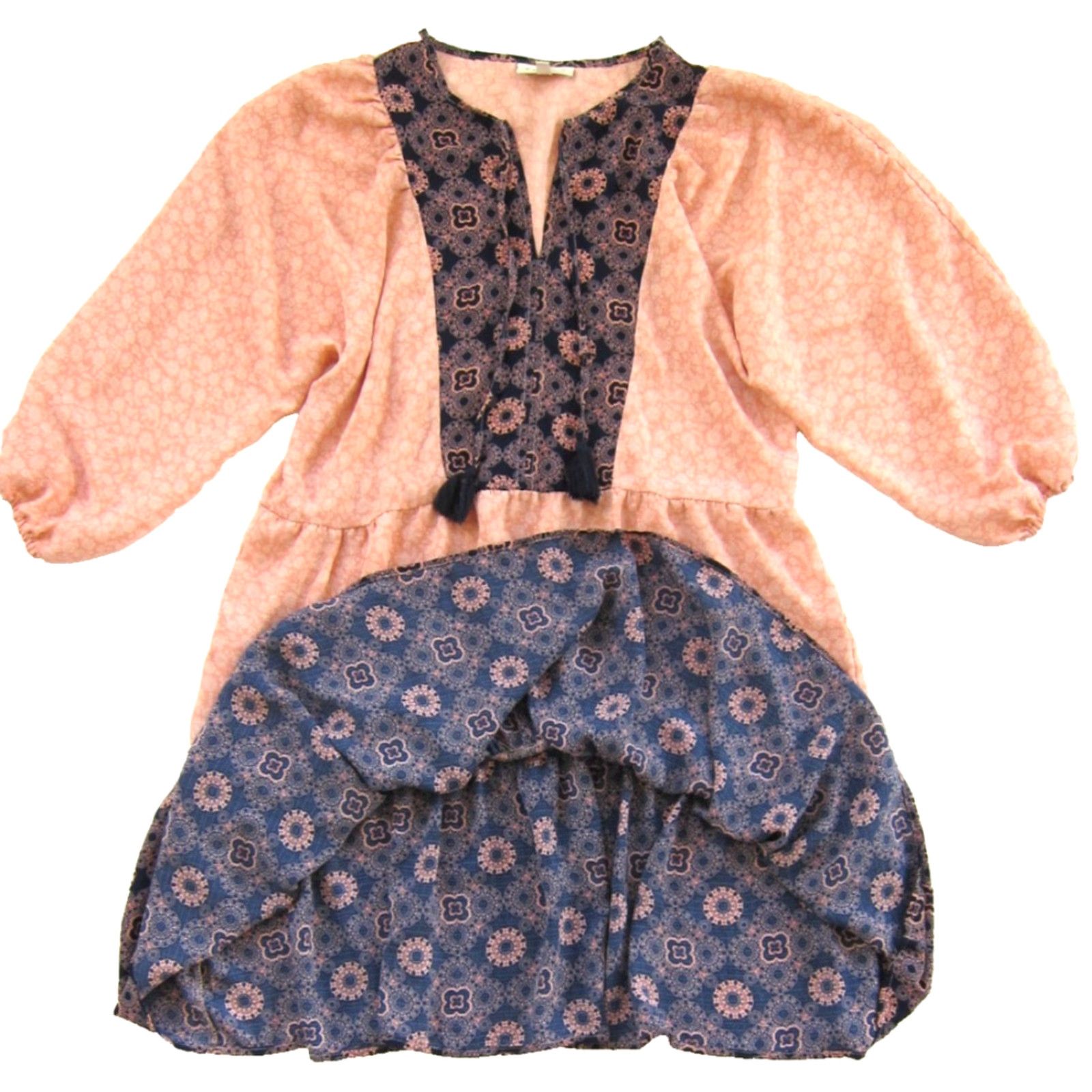 Vintage Studio B By Bobeau Dress 3/4 Sleeve V-Neck Smock Pink Blue Floral Paisley Large Size L / US 10 / IT 46 - 5 Thumbnail