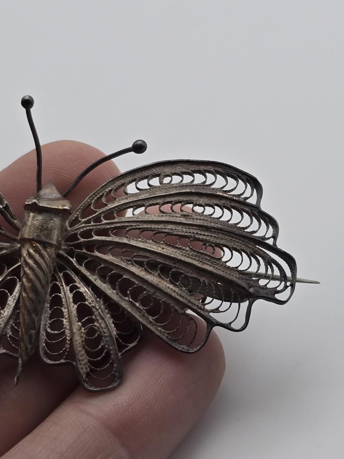 Other Antique Silver Filigree Butterfly & Layered Flower Brooch Size ONE SIZE - 8 Thumbnail