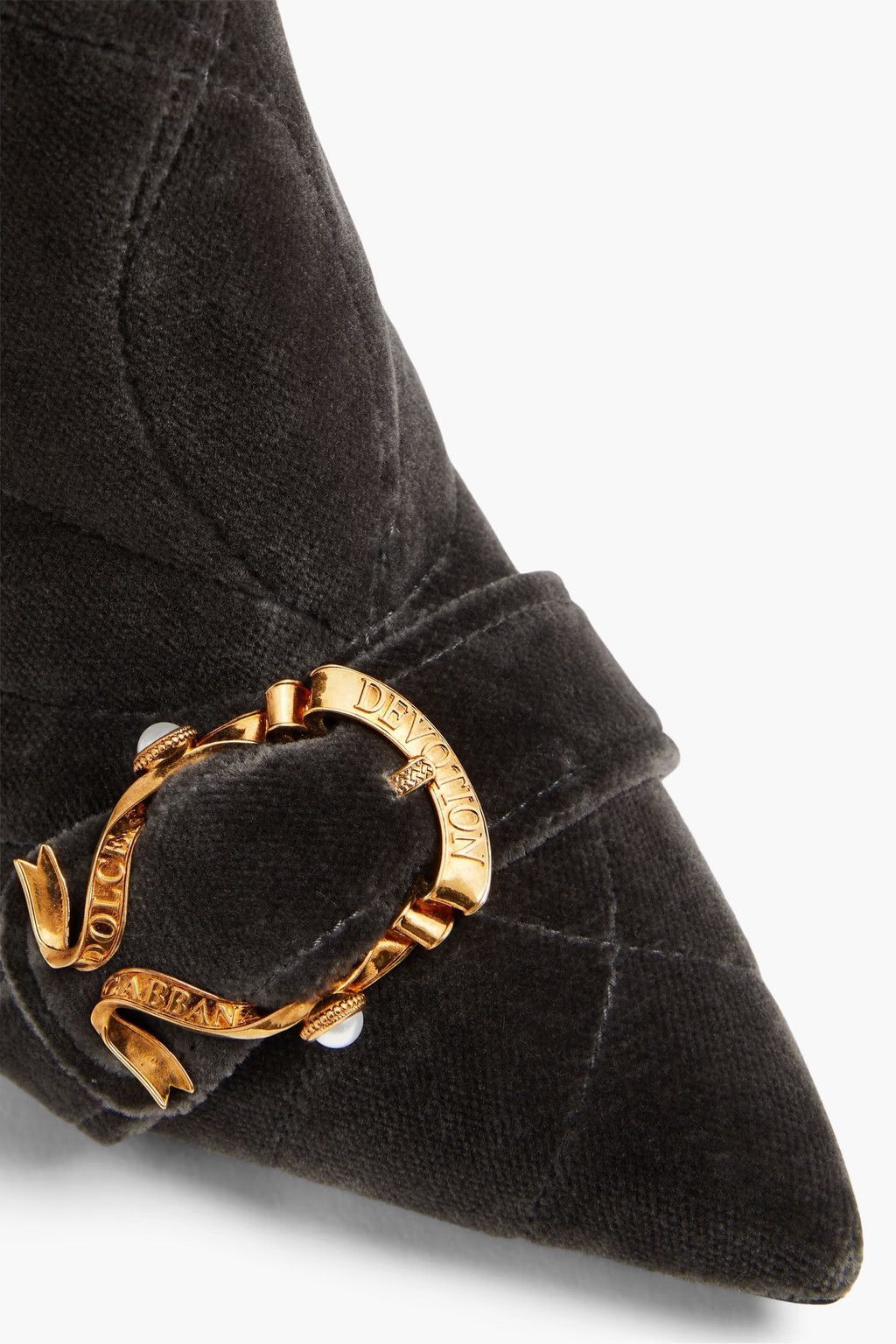 Dolce & Gabbana o1y0825 Velvet Ankle Boots in Lead Size US 7.5 / IT 37.5 - 3 Thumbnail