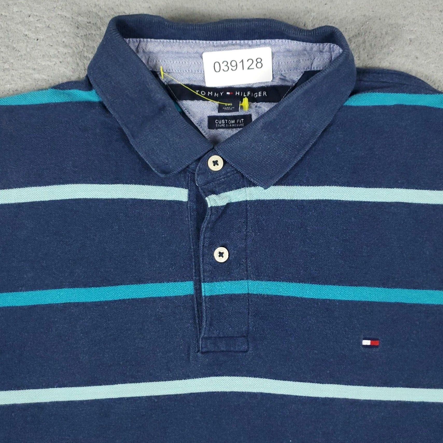Tommy Hilfiger Tommy Hilfiger Blue Striped Polo Shirt Mens Large Short Sleeve Casual Size US L / EU 52-54 / 3 - 2 Thumbnail