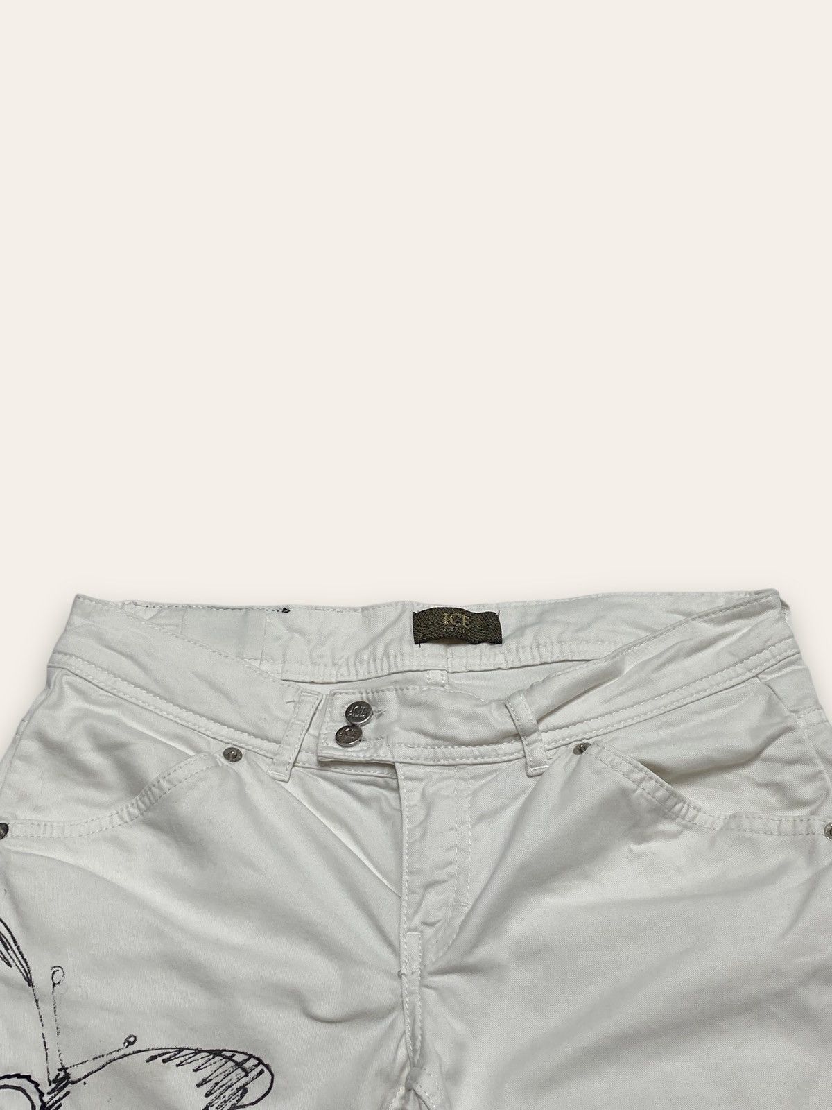 Iceberg Vintage ICEBERG White Pants Art Butterfly Nature Masterpiece Size 31" - 5 Thumbnail