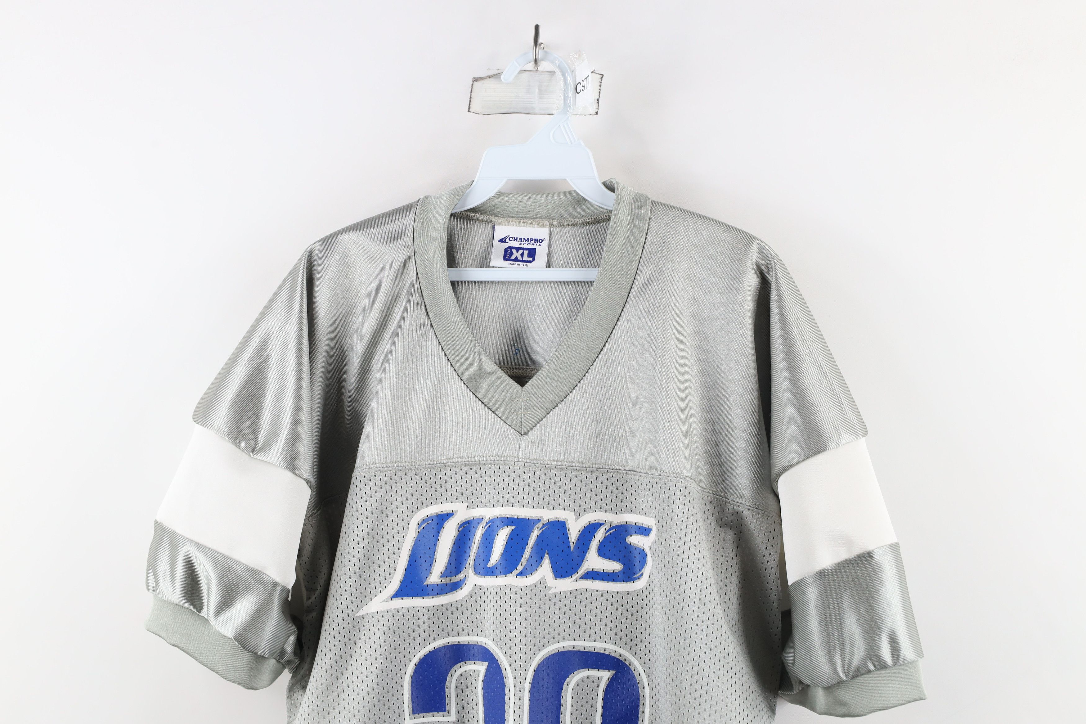 Vintage Vintage 90s Sanders Detroit Lions Football Jersey Silver #20 Size US XL / EU 56 / 4 - 2 Thumbnail
