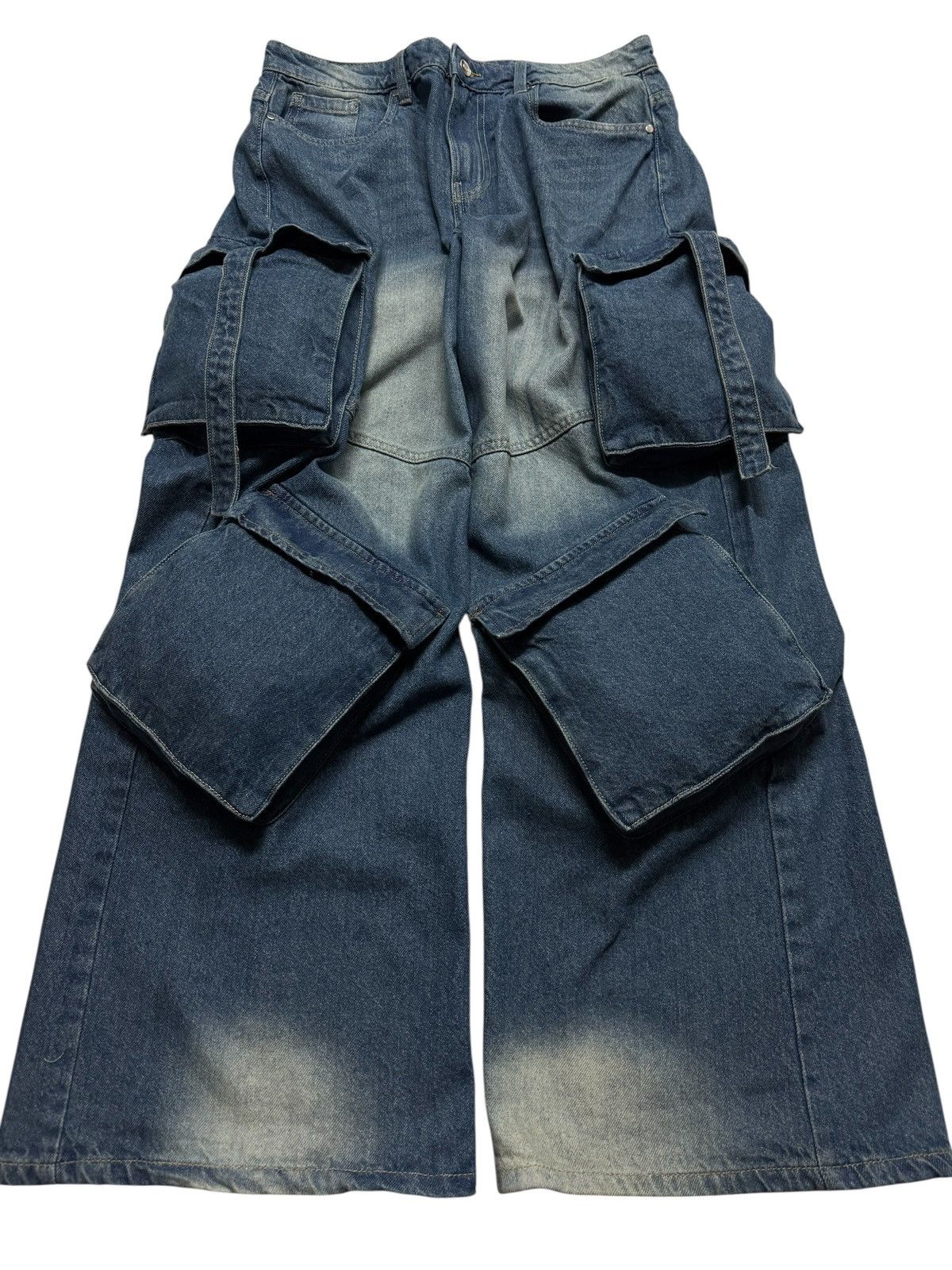 20471120 💥Insane Baggy💥NJ SUPER BAGGY POCKET BUSHPANTS BLEACH DENIM Size US 32 / EU 48 - 1 Thumbnail