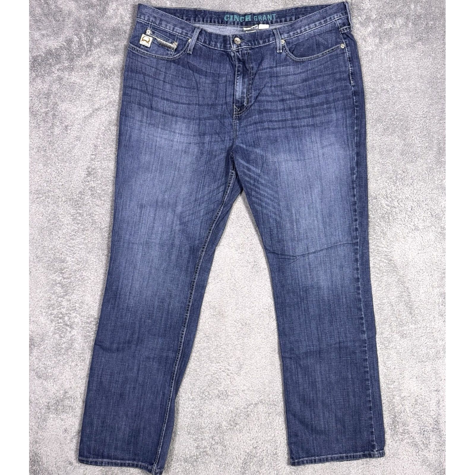 Denime Cinch Grant Mens Jeans 42x34 Relaxed Bootcut Blue Denim Western Jeans Size US 42 / EU 58 - 2 Thumbnail