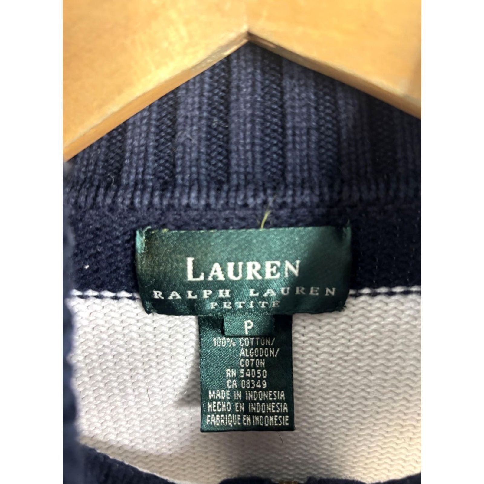 Ralph Lauren VINTAGE Lauren Ralph Lauren Sweater Womens Petite P Navy White Stripe 1/4 Zip Logo Size S / US 4 / IT 40 - 4 Thumbnail