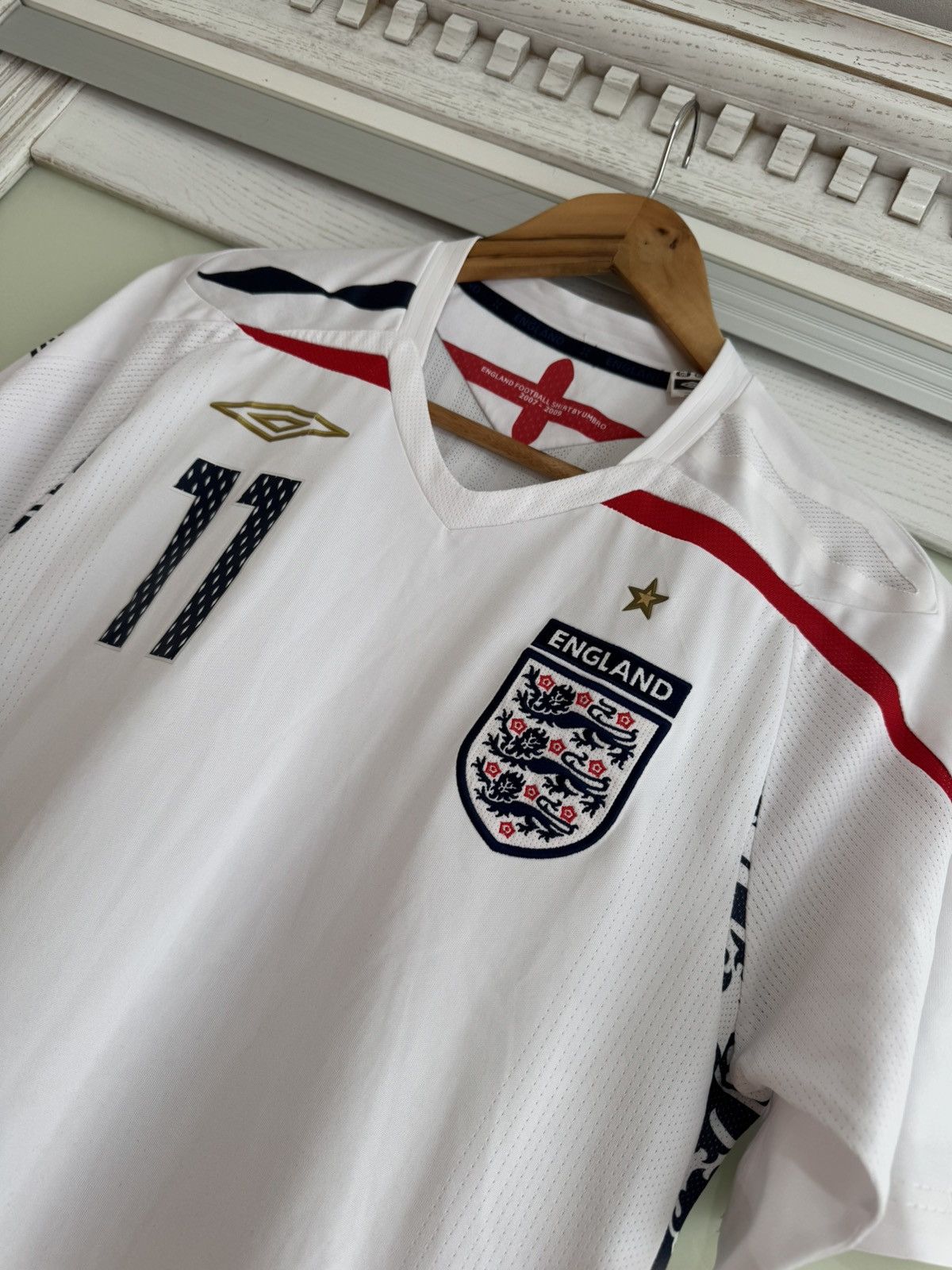 Umbro × Vintage J.Cole #11 England 2008-2009 Home Soccer Jersey Football Kit Size US S / EU 44-46 / 1 - 8 Thumbnail