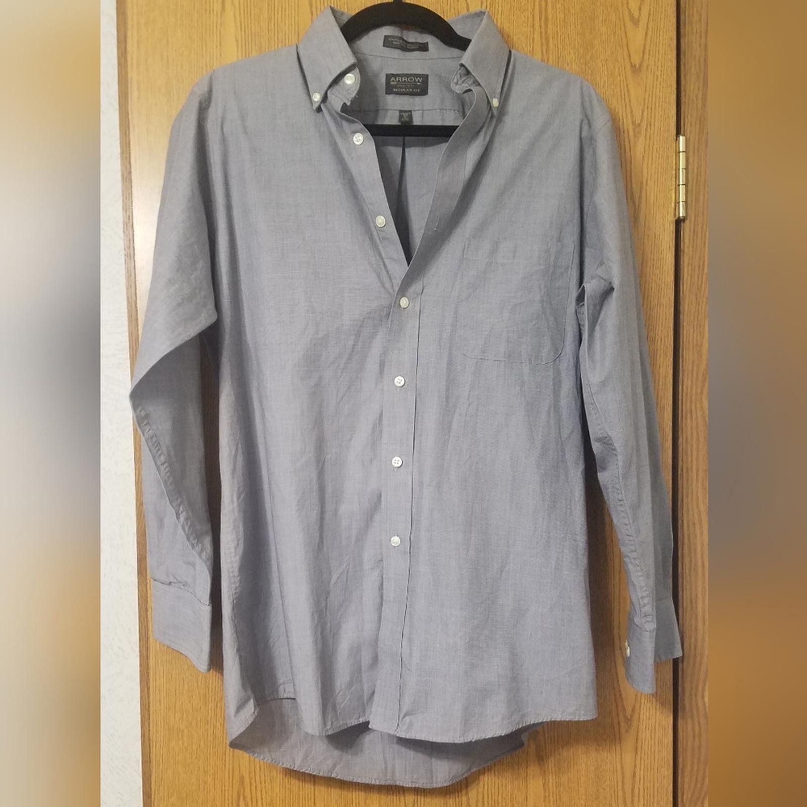 Arrow Arrow Fitted Wrinkle Free Dress Shirt Gray Stripe | Grailed