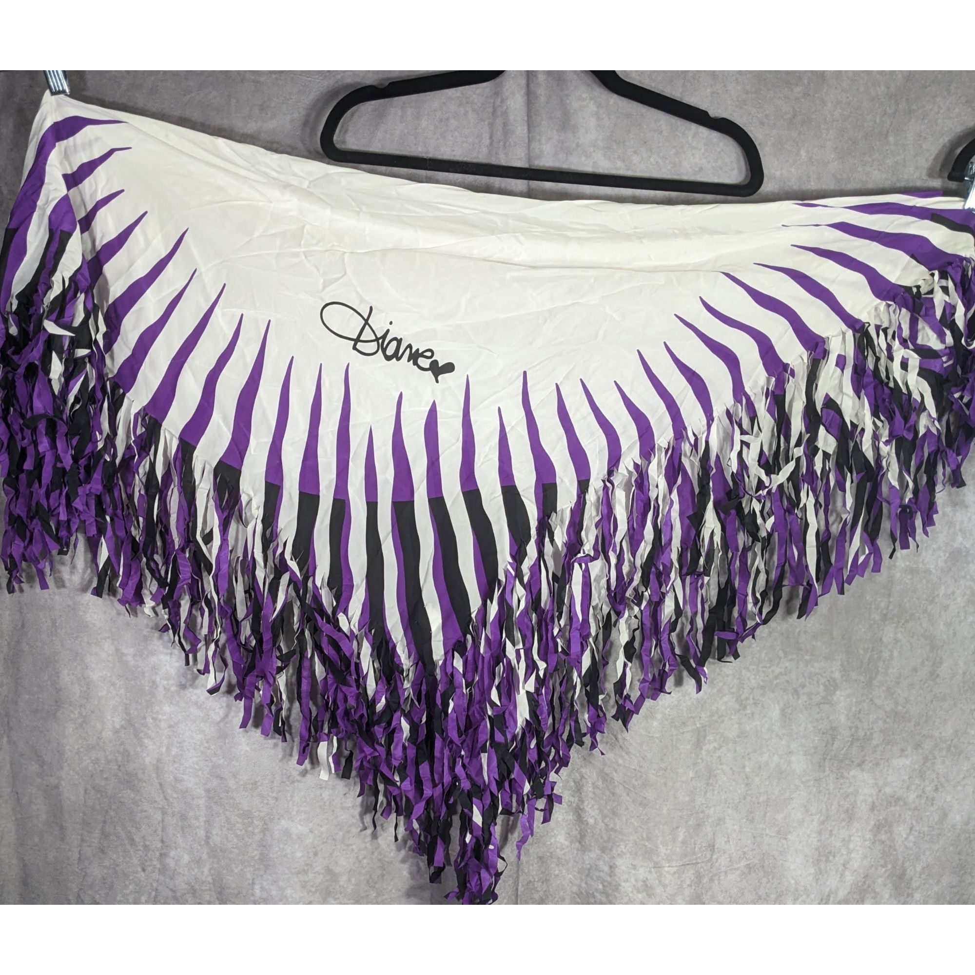 Diane von Furstenberg Vintage Diane Von Furstenberg Purple Stripe Silk Fringe Scar Size ONE SIZE - 9 Thumbnail