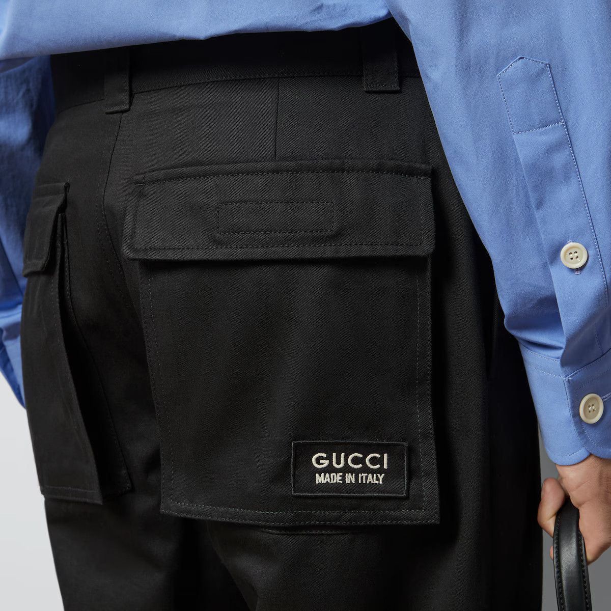Gucci o1mt1gz0225 Cotton Drill Cargo Trousers With Patch in Black Size US 30 / EU 46 - 2 Thumbnail