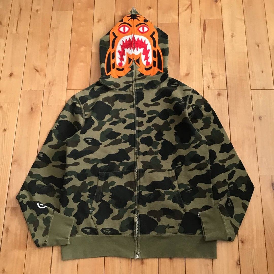 Bape BAPE Tiger full zip hoodie 1st camo green a bathing ape Size US XL / EU 56 / 4 - 1 Thumbnail