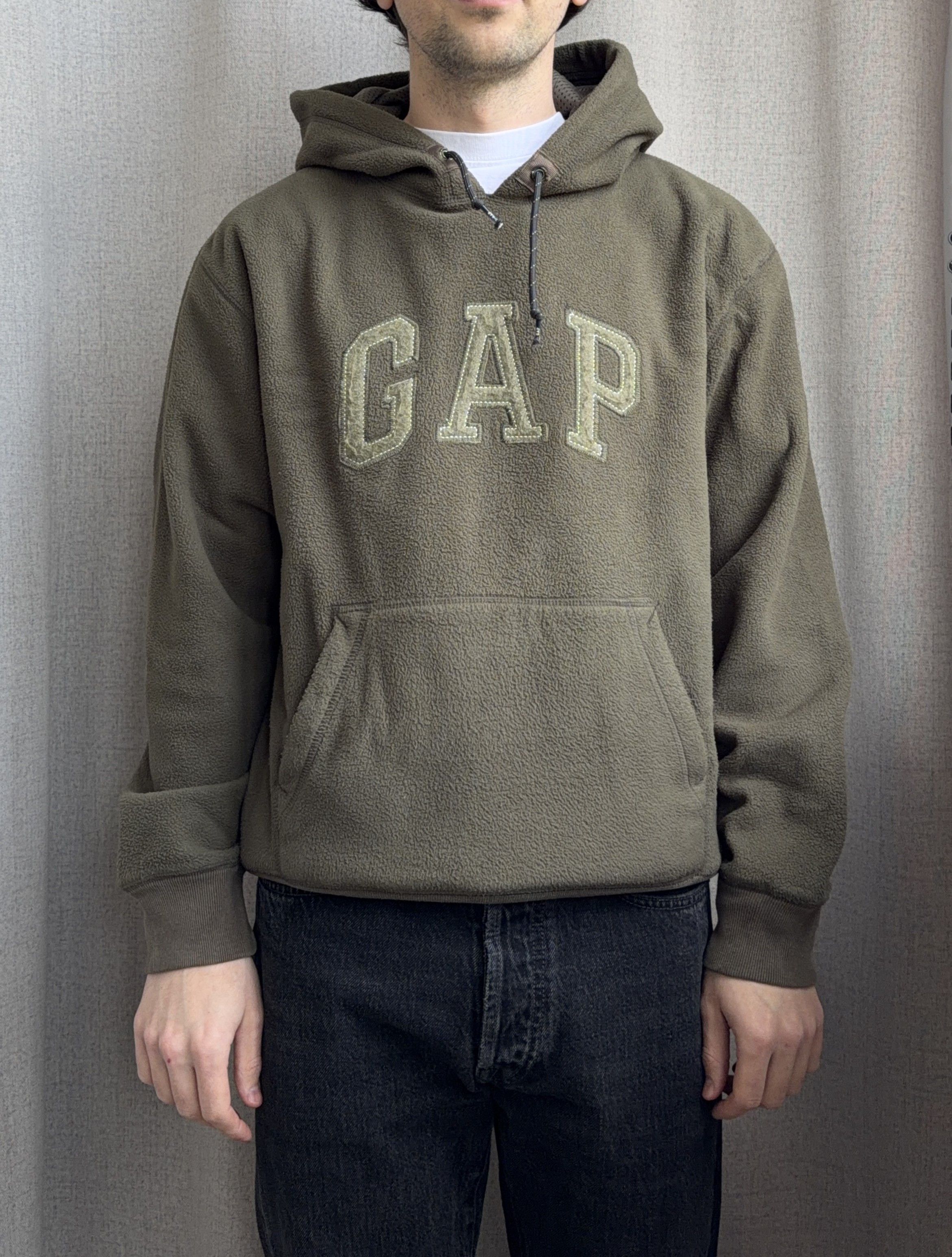 Gap Y2K GAP Front Logo Khaki Green Fleece Hoodie Size US S / EU 44-46 / 1 - 2 Thumbnail