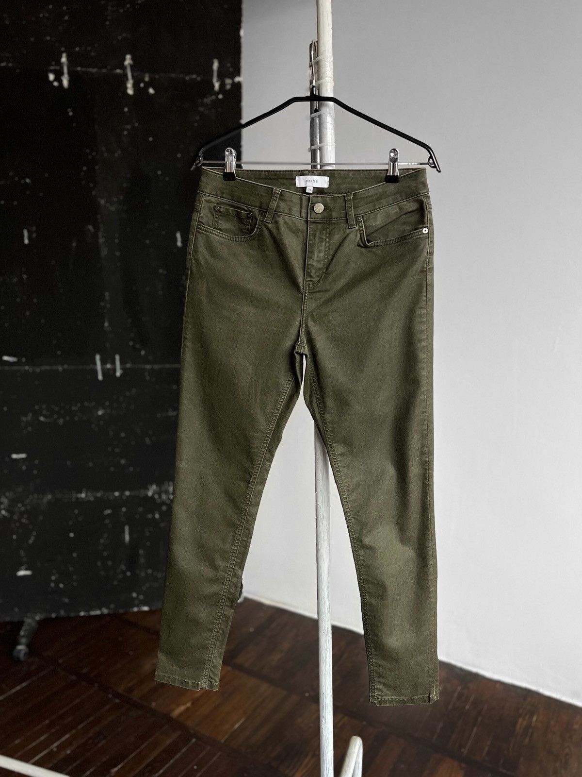 Designer × Reiss Reiss Womens Stevie Olive Green Stretch Cotton Skinny Jeans Size 30" / US 8 / IT 44 - 1 Thumbnail
