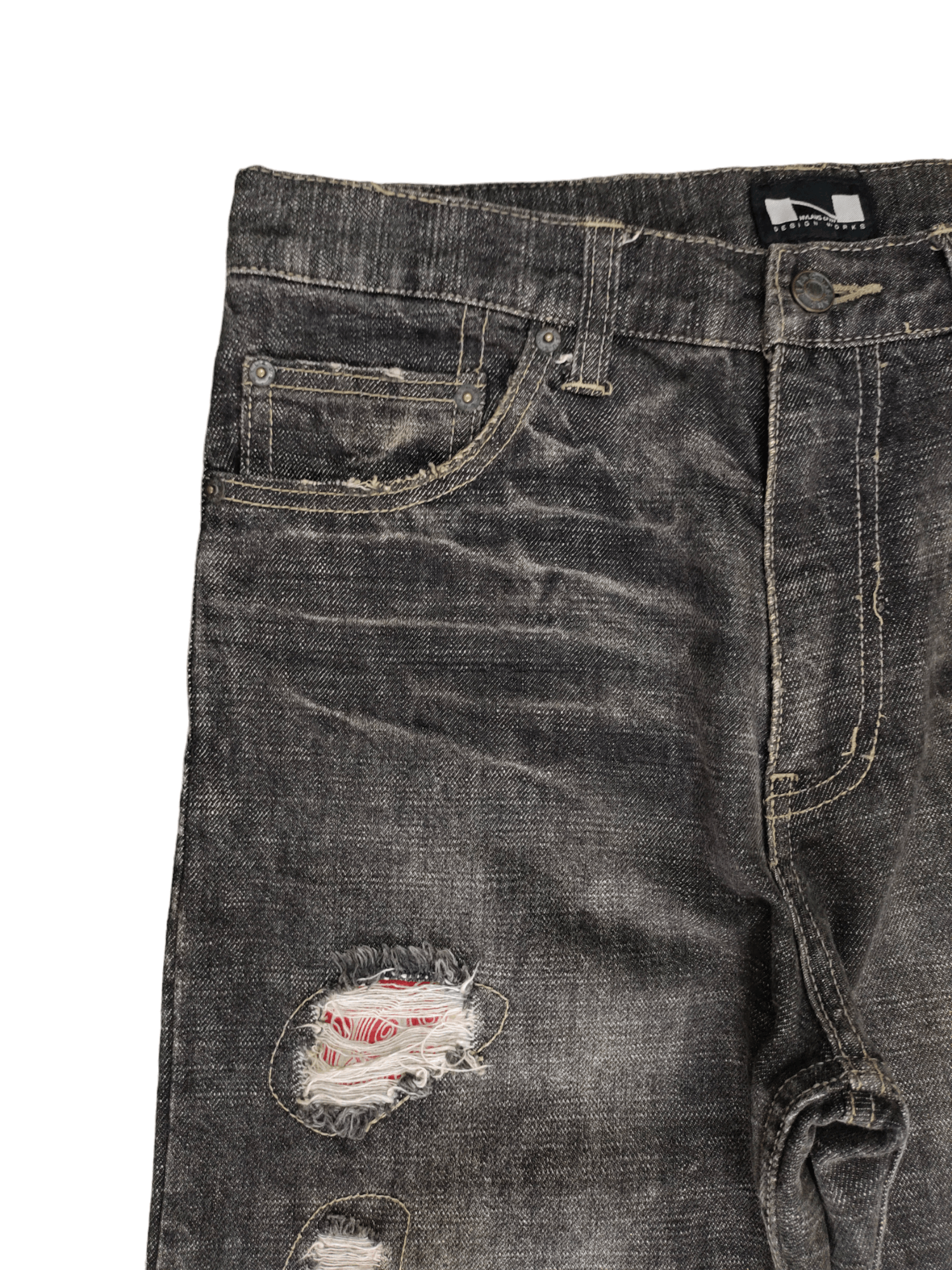 Hysteric Glamour Nylaus Patchwork Distress Denim Pants Undercover Style Size US 31 - 4 Thumbnail
