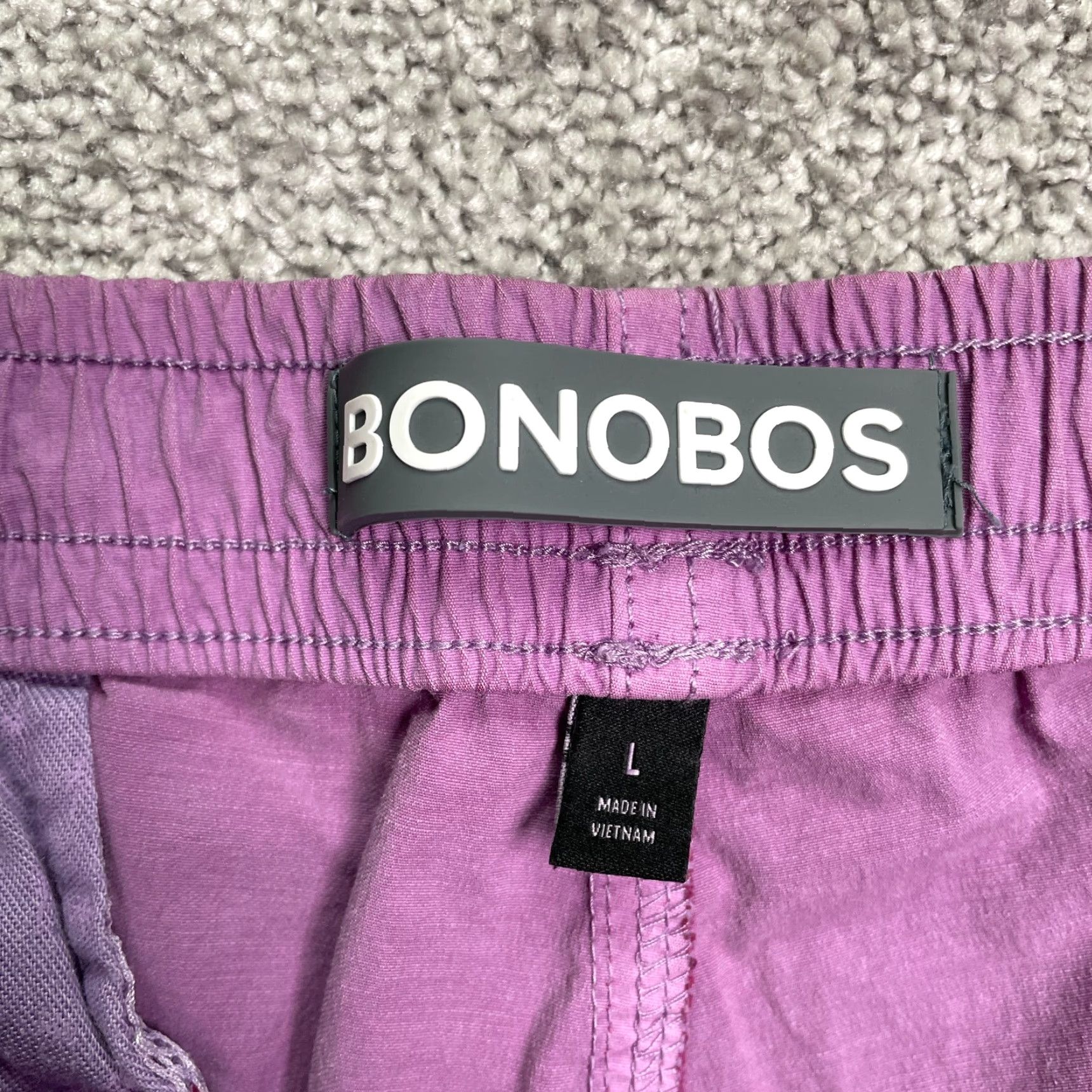 Bonobos VINTAGE BONOBOS Chino Shorts Mens Large Purple Cotton Nylon Elastic Waist Drawstring 35x6.5 Casual 90s Mens Size US 33 - 5 Thumbnail