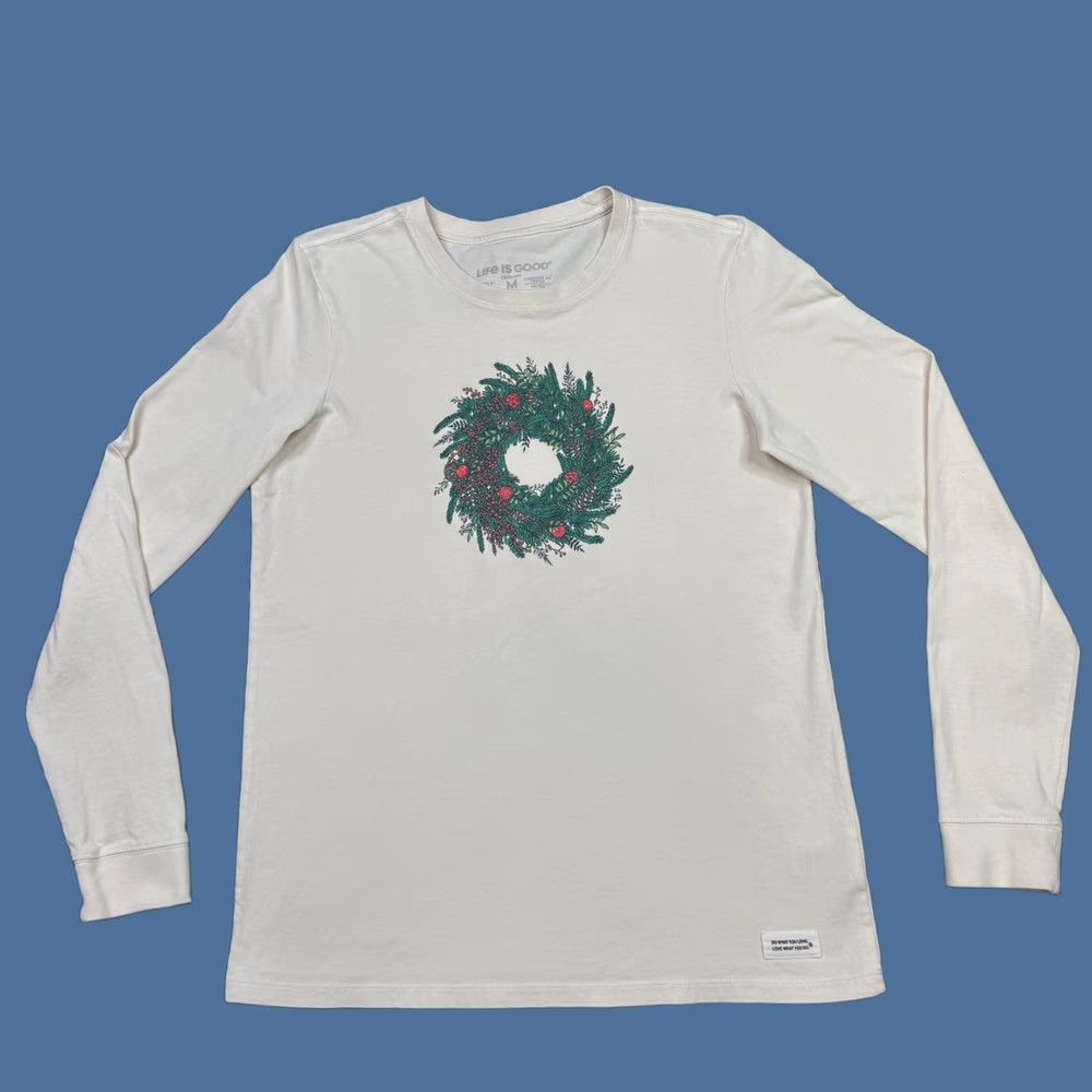 Life is Good Life Is Good Shirt Women M White Long Sleeve Crew Neck Casual Vintage No Size M / US 6-8 / IT 42-44 - 1 Thumbnail