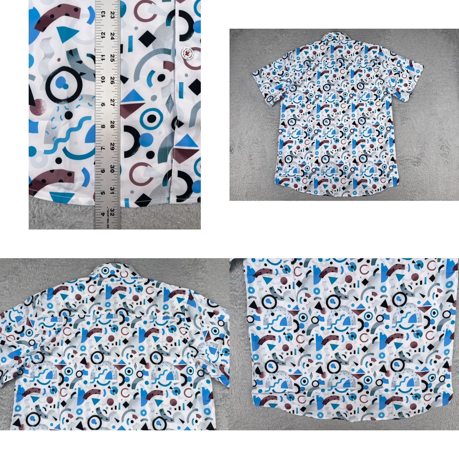 Vintage Dixxon Party Shirt Adult Large White Blue The New Wave Retro 90s Look Polyester Shirt Mens Regular Button-Up Short Sleeve Hawaiian Floral 90s Theme Size US L / EU 52-54 / 3 - 9 Thumbnail