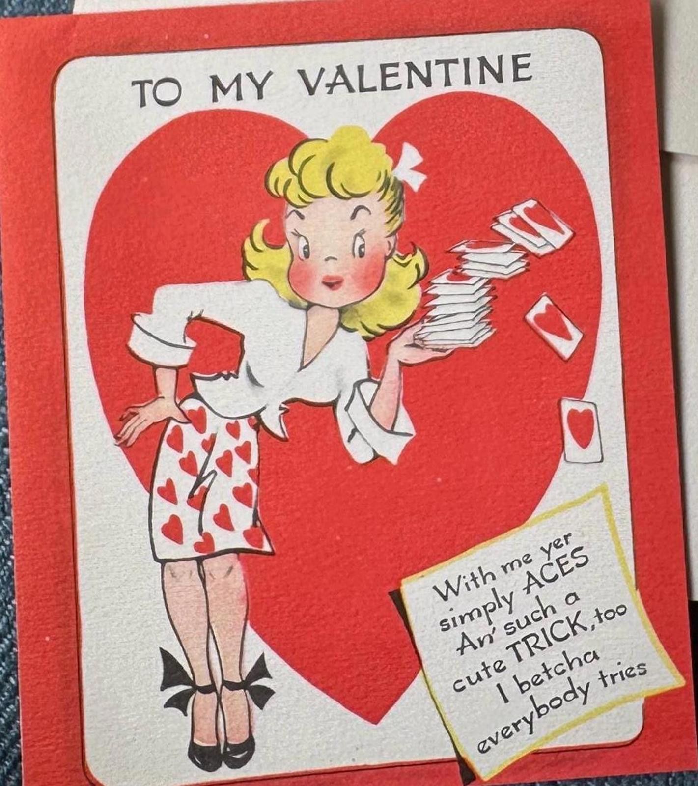 Designer Vintage Valentine’s Day card Unused with envelope Size ONE SIZE - 1 Thumbnail