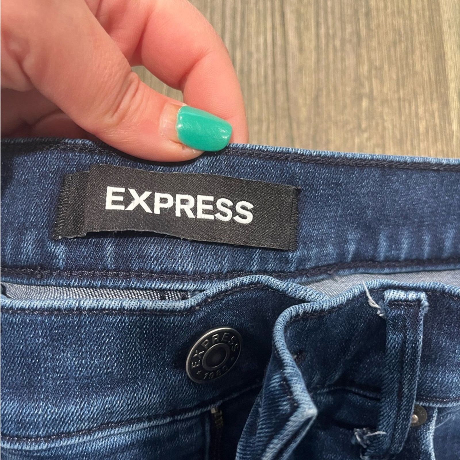 Express Express Ankle Legging Jeans Perfect Raw Hem Blue Size 2L Size 26" / US 2 / IT 38 - 5 Thumbnail