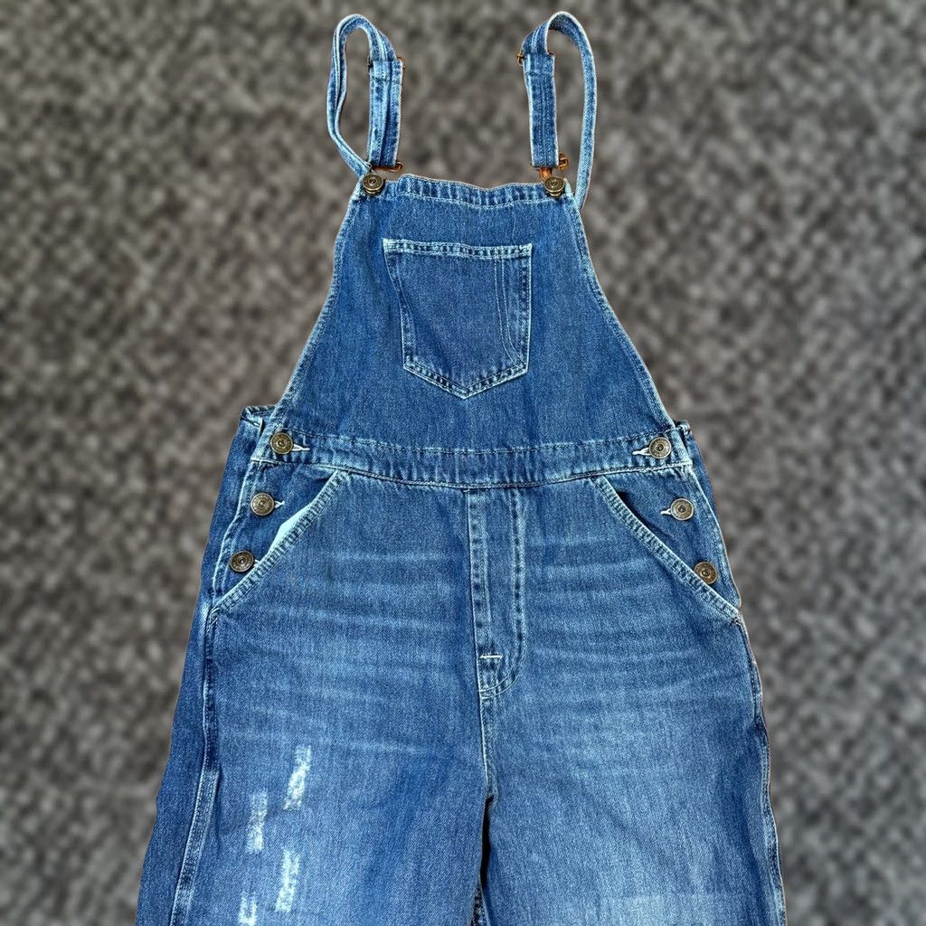 Bdg BDG Denim Overalls- Jumpsuit Wide Leg Vintage? No, Wait… Regular S Solid Blue Sleeveless One-Piece Button Zip? (Clarify: BDG Women's Denim Overalls) Size 28" / US 6 / IT 42 - 1 Thumbnail
