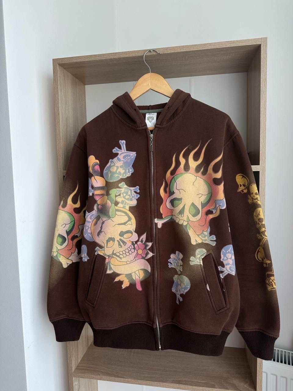 Christian Audigier × Ed Hardy × Vintage Vintage Ed Hardy Christian Audigier Brown Hoodie Size US XL / EU 56 / 4 - 3 Thumbnail