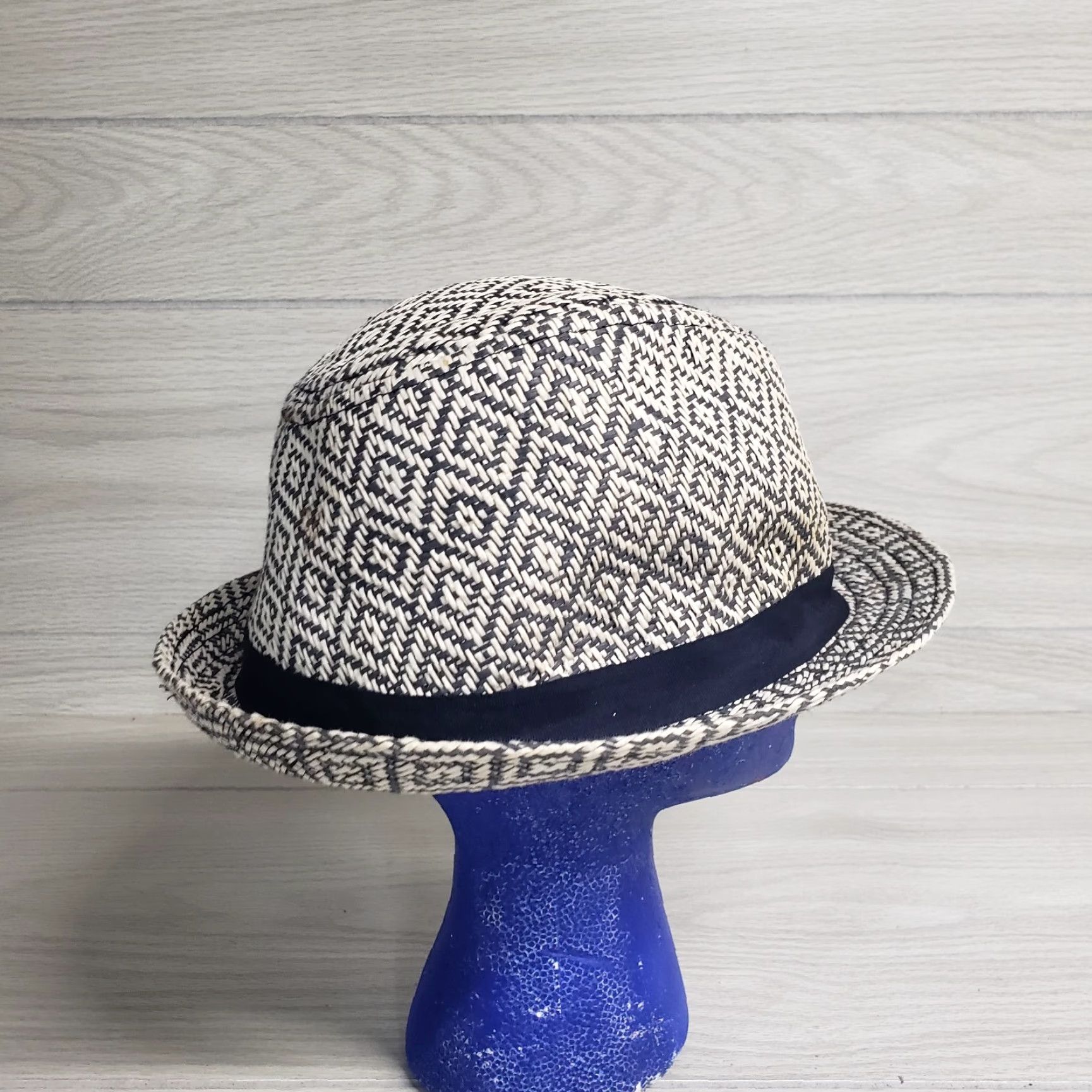 Vintage Pugs Gear Hat Adult M Gray Fedora Checkered Short Brim Mens Size US 31 - 2 Thumbnail