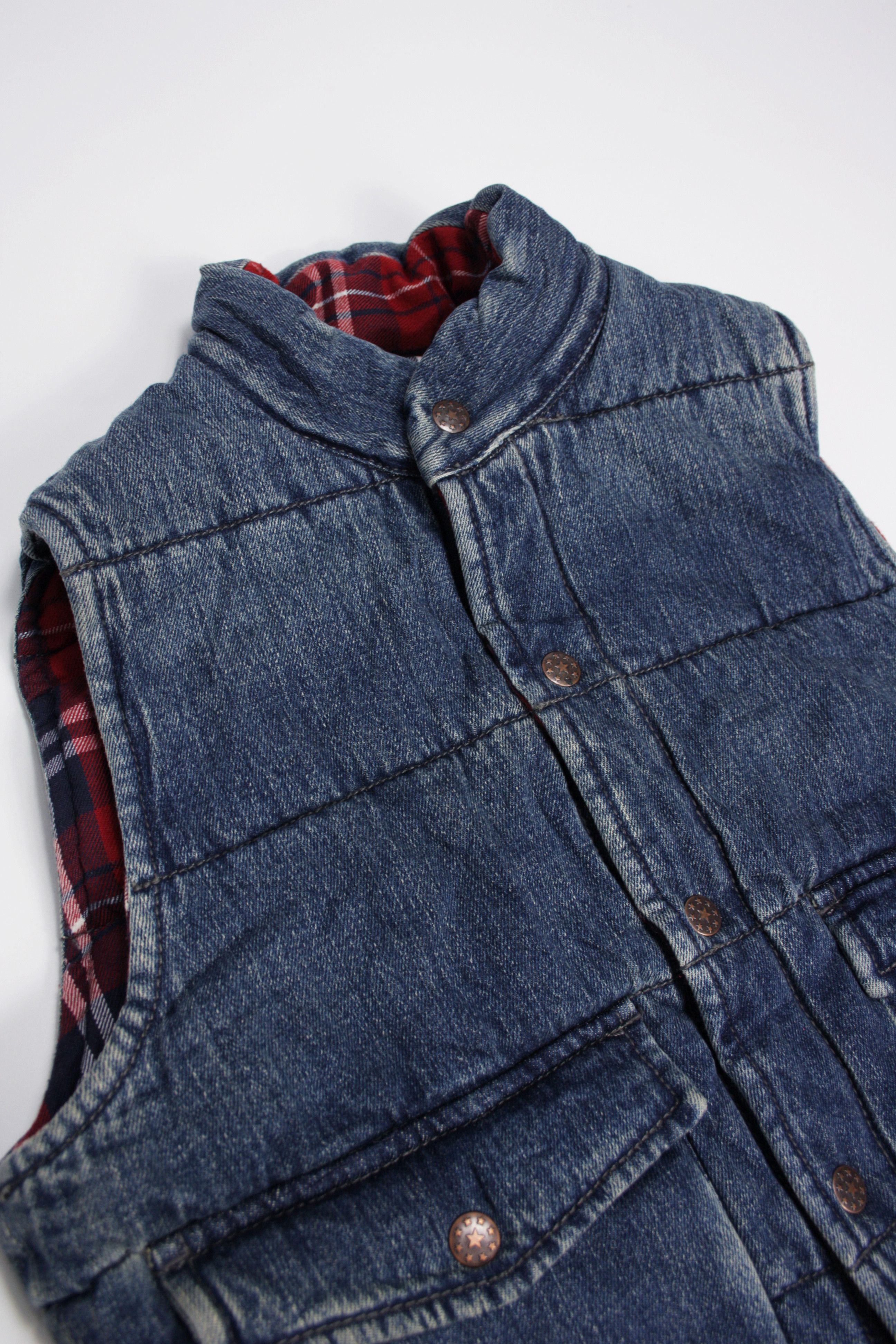 Japanese Brand × Vintage Old Betty's Vintage Washed Denim Reversible Plaid Vest Size US XS / EU 42 / 0 - 4 Thumbnail