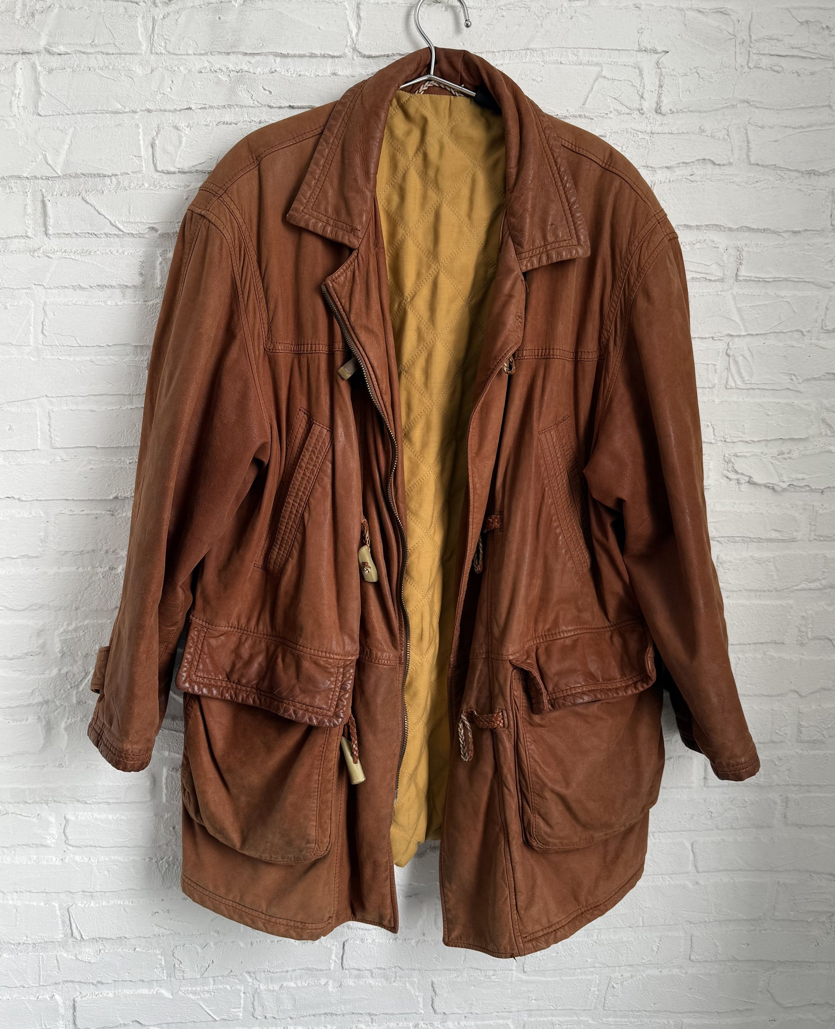 Hugo Boss Vintage 90s Hugo Boss Leather duffle coat toggle jacket Size US L / EU 52-54 / 3 - 2 Thumbnail