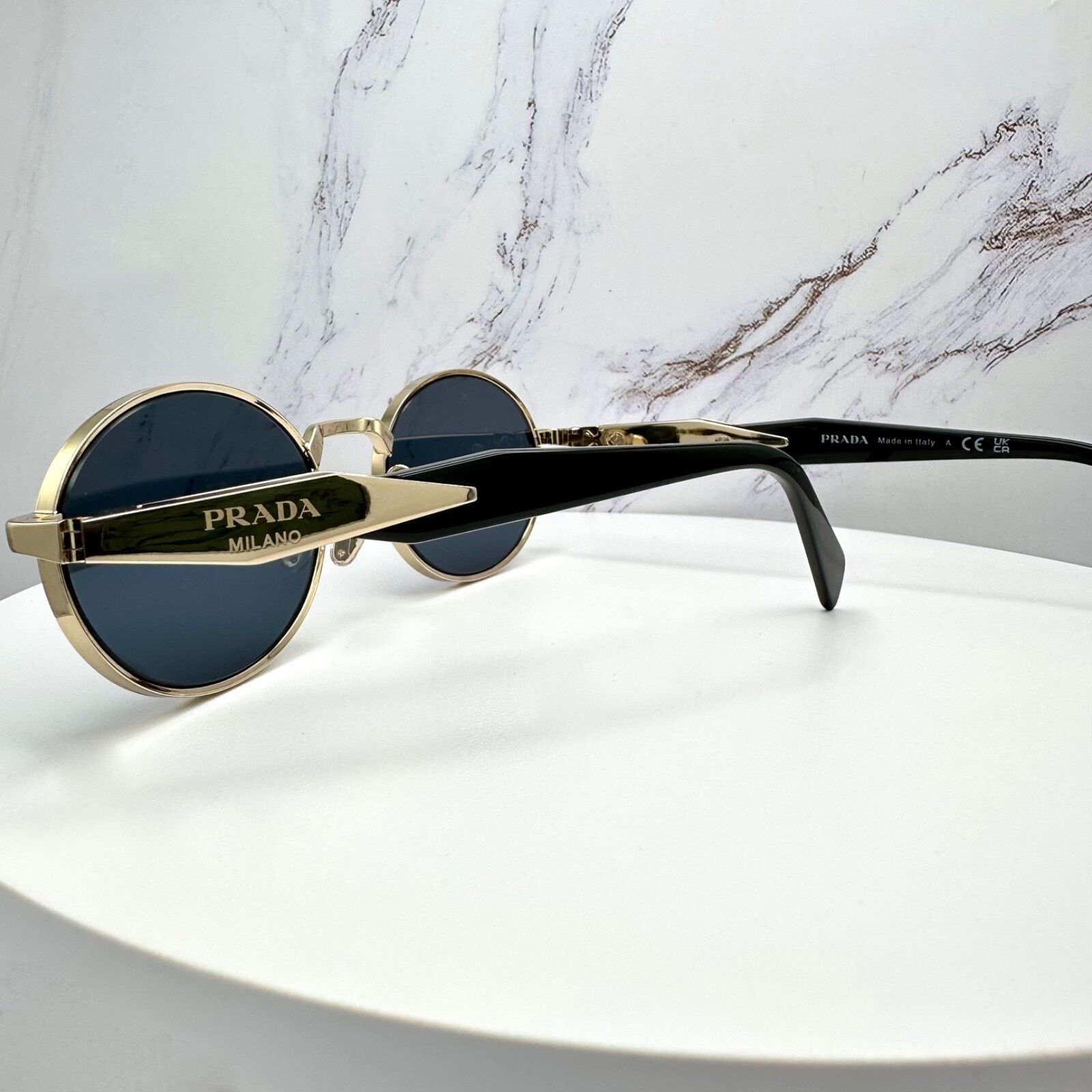 Prada New PRADA Sunglasses Metal Oval Black PRADA Symbole Logo Size ONE SIZE - 23 Thumbnail