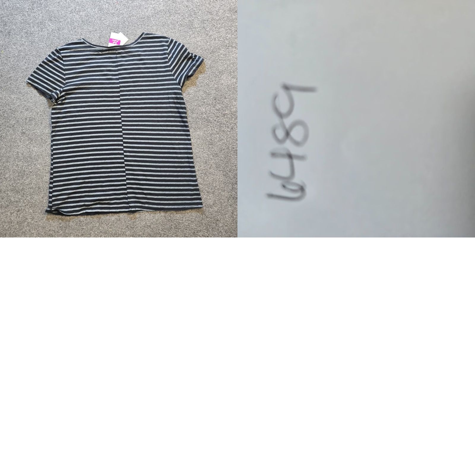 Vintage Fresh Produce Top Womens Medium Gray Striped V Neck Stretch Casual Capsule Shirt Size M / US 6-8 / IT 42-44 - 8 Thumbnail