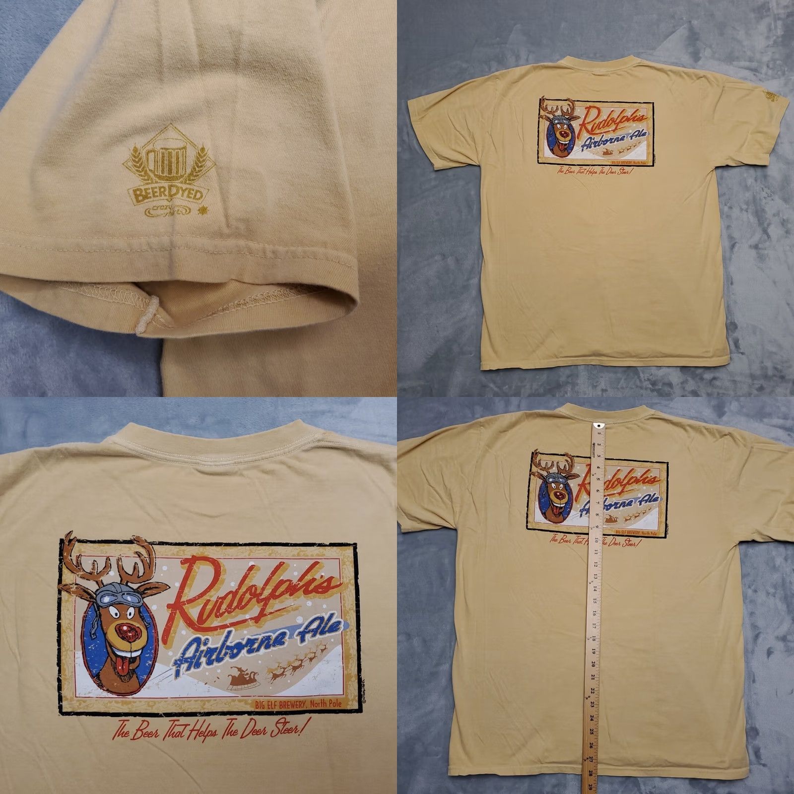 Vintage VINTAGE Crazy Shirts Mens L Beer Dyed Rudolph Airborne Ale Big Elf Brewery Christmas Shirt Size US L / EU 52-54 / 3 - 8 Thumbnail