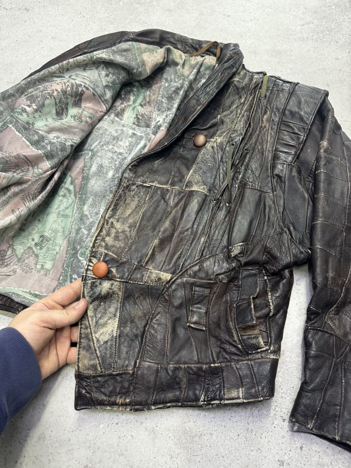 Junya Watanabe Vintage 90s Reworked Faded Leather Jacket Size US S / EU 44-46 / 1 - 12 Thumbnail
