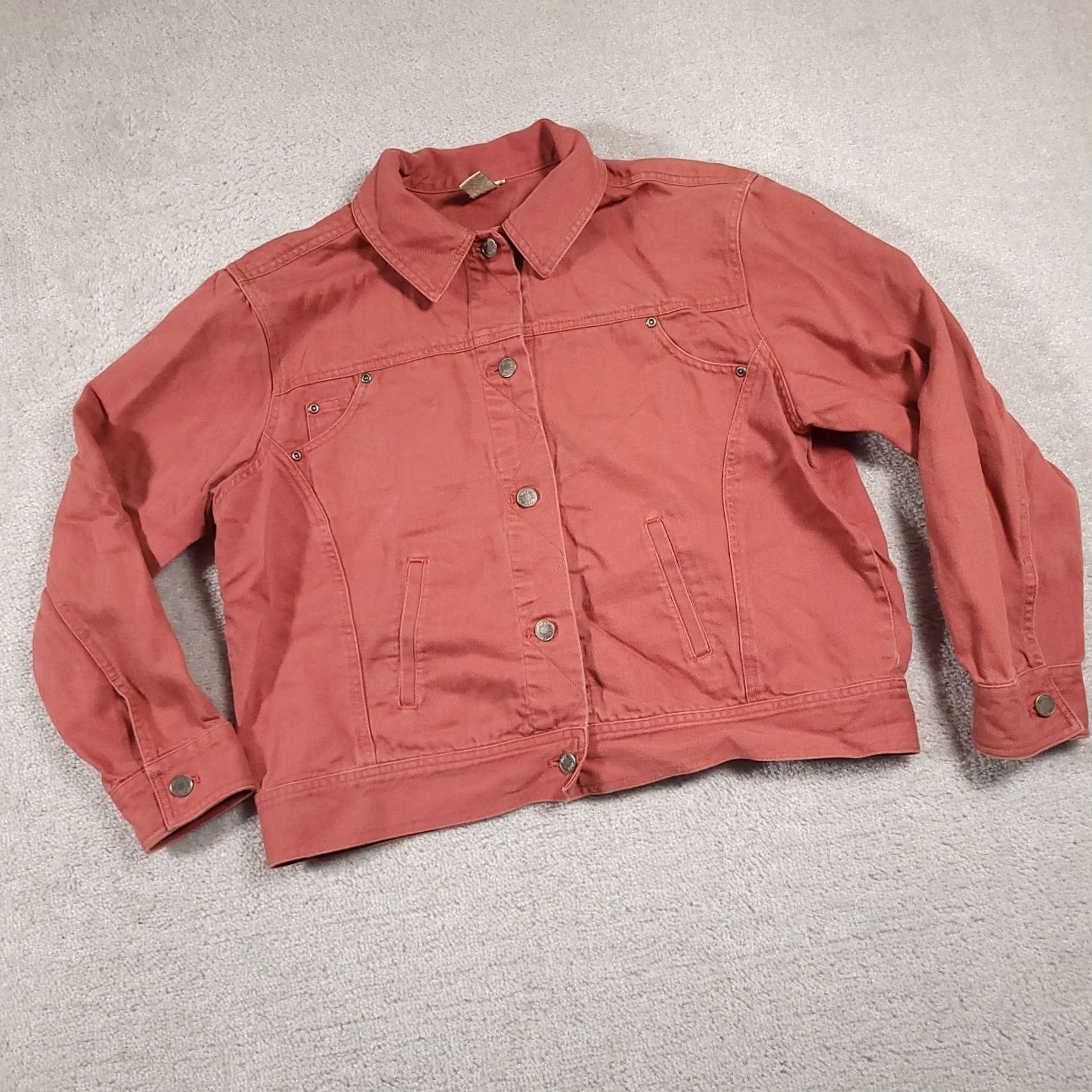 J. Jill VINTAGE J. Jill Jacket Women's Large Salmon Pink Linen Blend Pockets Western Denim Style Coat Shirt? Size L / US 10 / IT 46 - 2 Thumbnail