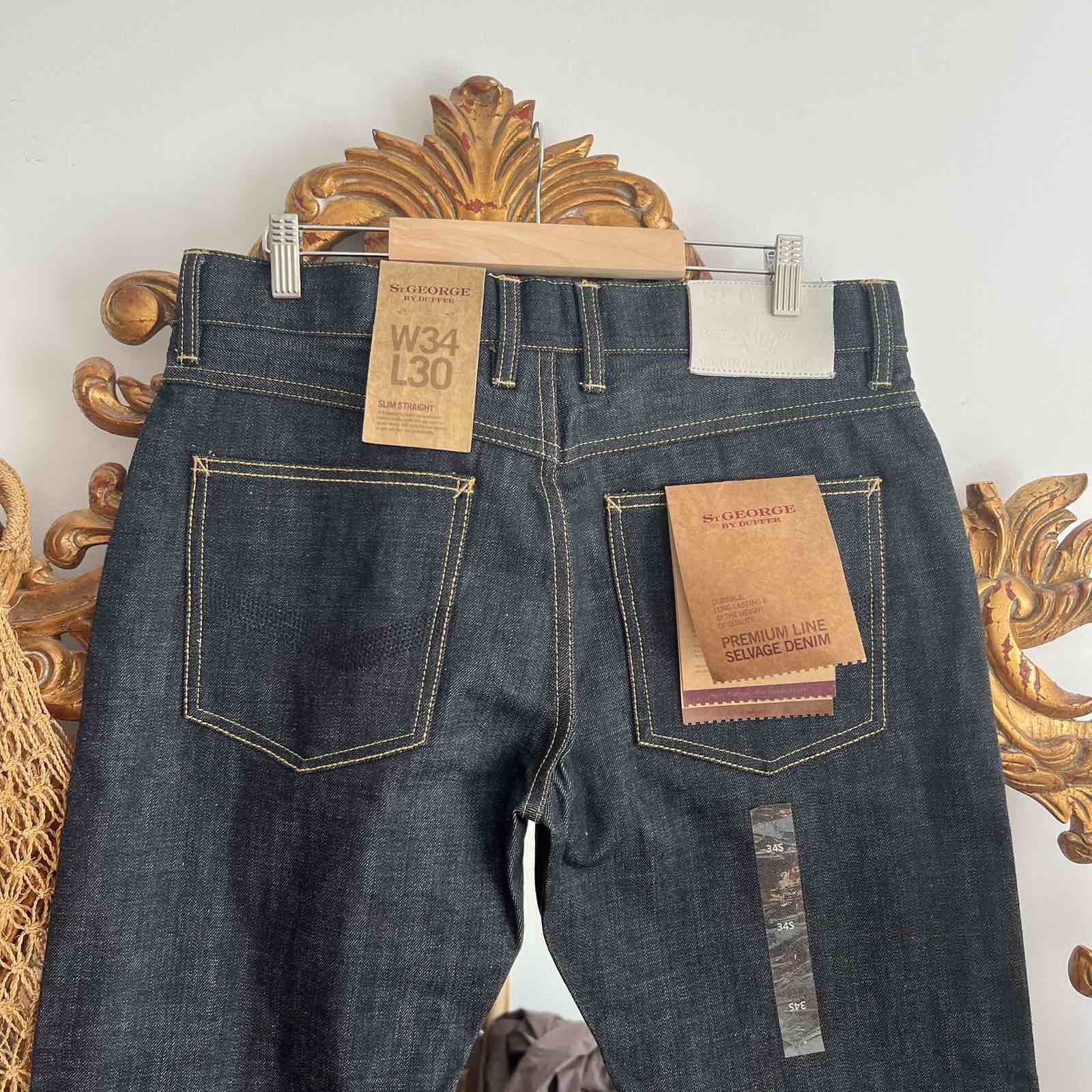 Japanese Brand × Vintage Vintage St George By Duffer Selvedge Jeans 34x30 Blue Denim Size US 34 / EU 50 - 3 Thumbnail