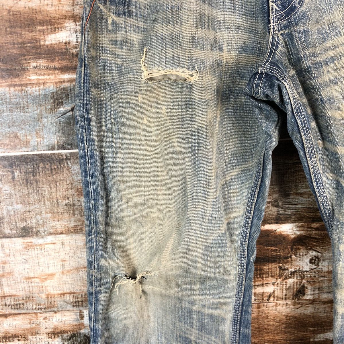 Edwin DLL Edwin Blue Distressed ripped Denim Pants #C239 Size US 35 - 9 Thumbnail