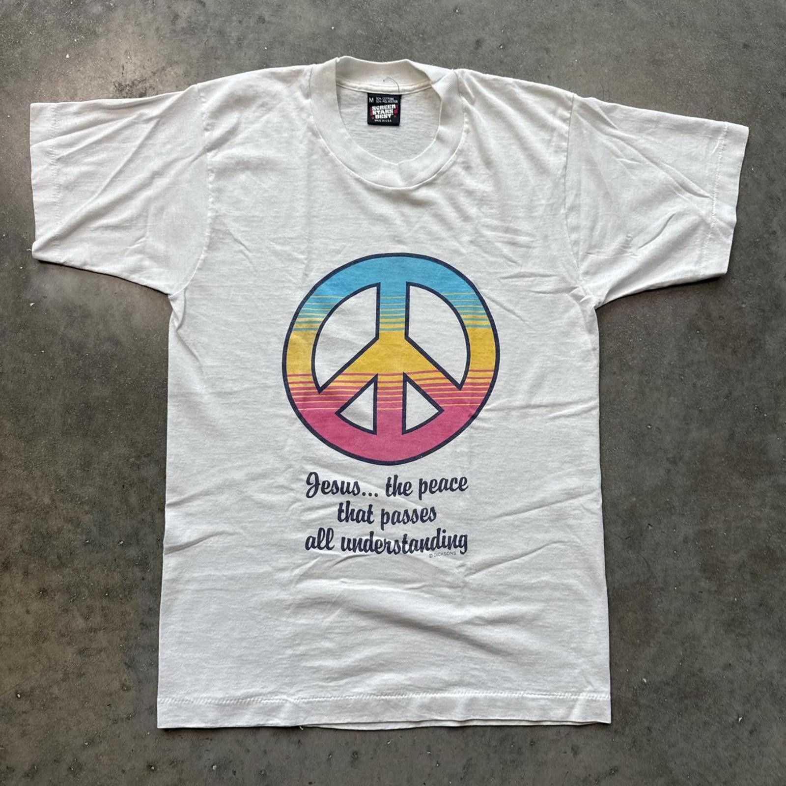 Other Jesus "Peace Sign" Vintage 90s T-Shirt On Screen Stars Tag Size US M / EU 48-50 / 2 - 1 Thumbnail
